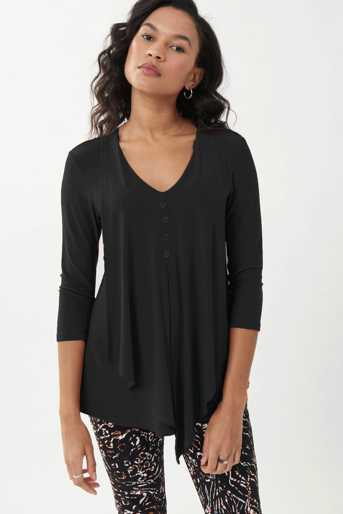Joseph Ribkoff Button Detail Top Black 223102-11