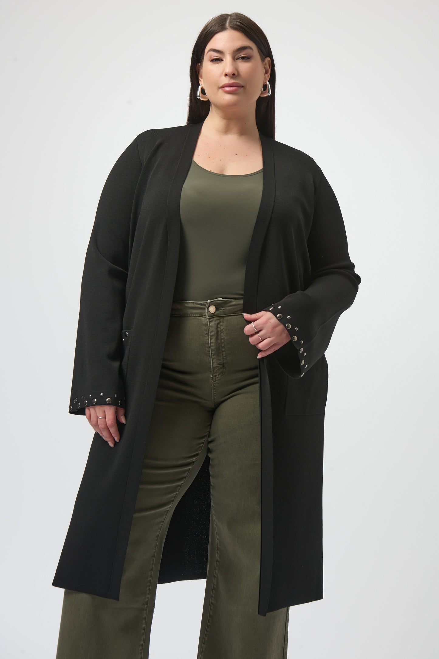 Joseph Ribkoff Sweater Knit Open-Front Cover Up Black 253990-11