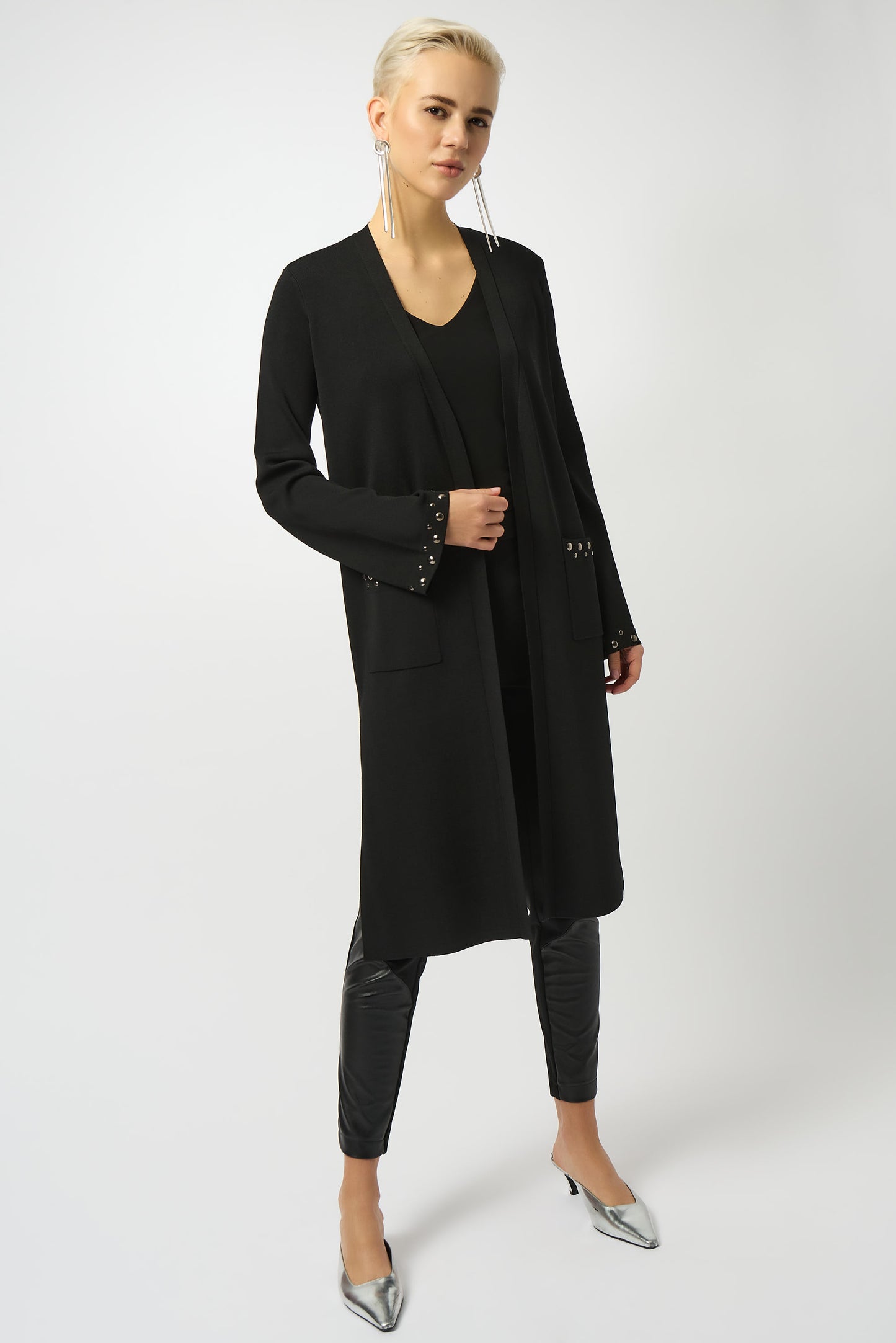 Joseph Ribkoff Sweater Knit Open-Front Cover Up Black 253990-11