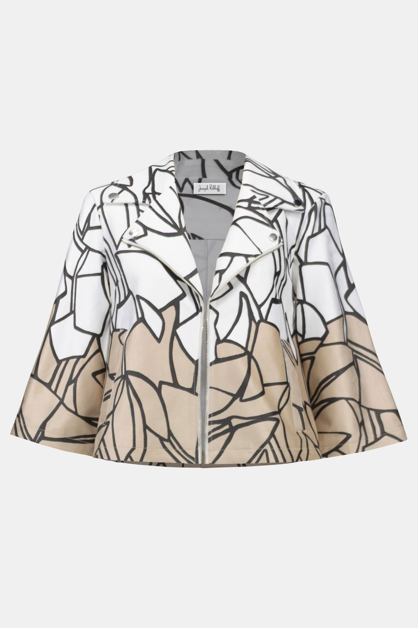 Joseph Ribkoff Faux Suede Abstract Print Swing Jacket Vanilla/Multi 261908-2539