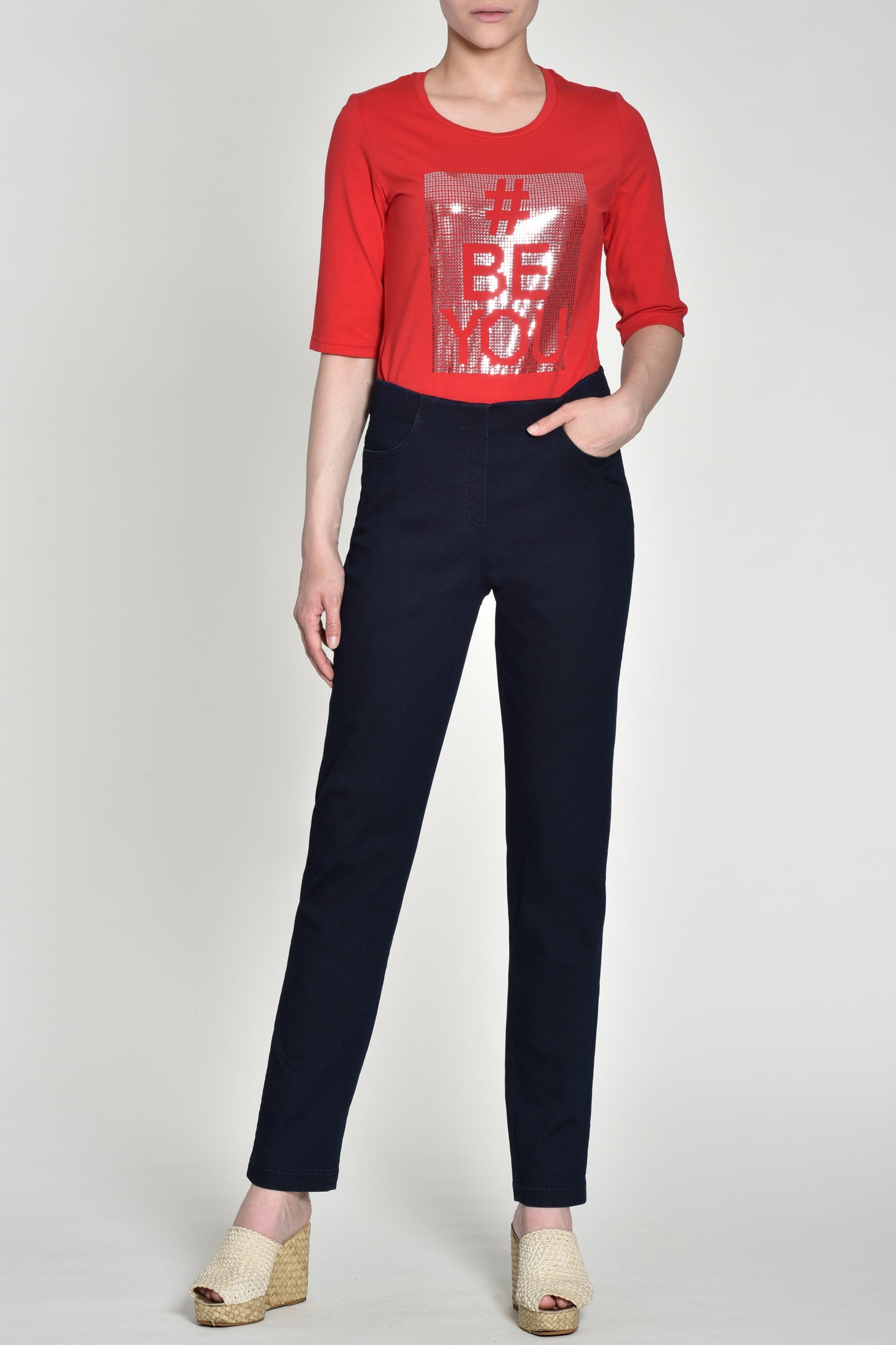 Robell Bella Straight Fit Pocket Jeans Navy 52560-5448-69 31" Leg