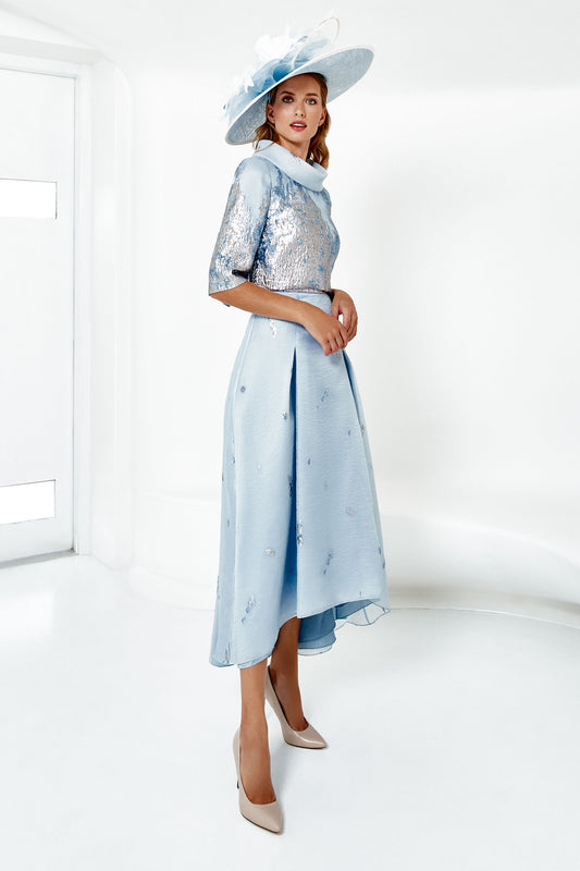 Gabriela Sanchez Metallic Print Reverse Jacket & Dress Blue 7339