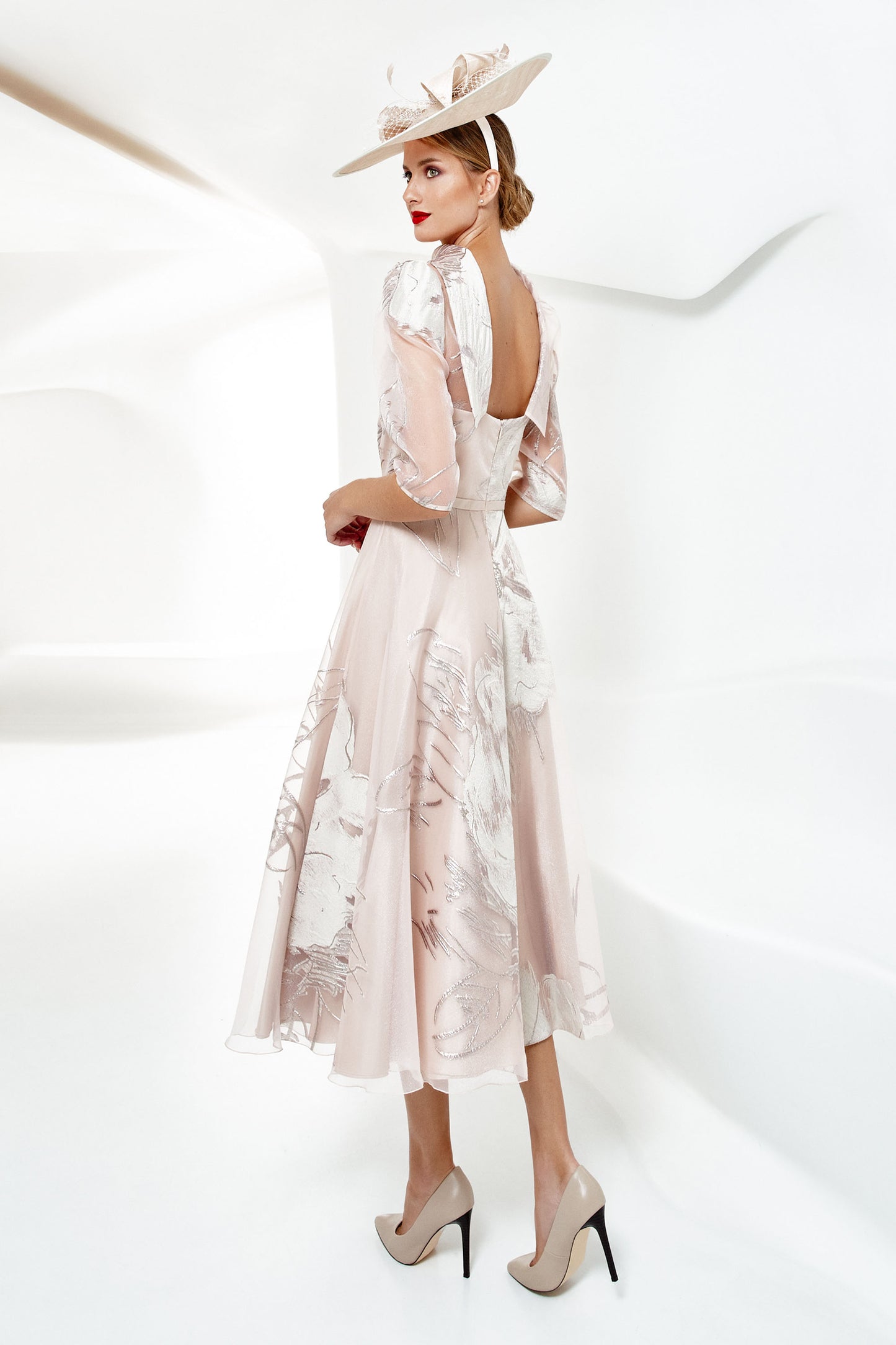 Gabriela Sanchez Metallic Detail Dress Beige 7414