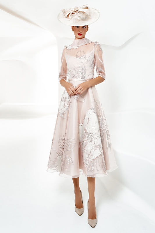 Gabriela Sanchez Metallic Detail Dress Beige 7414