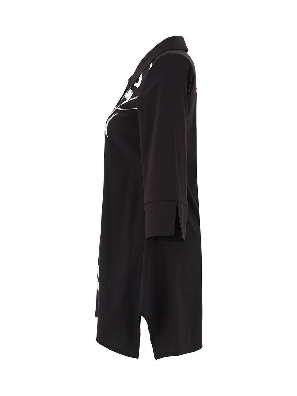 Dolcezza Brush Stroke Print Longline Shirt Black 75125