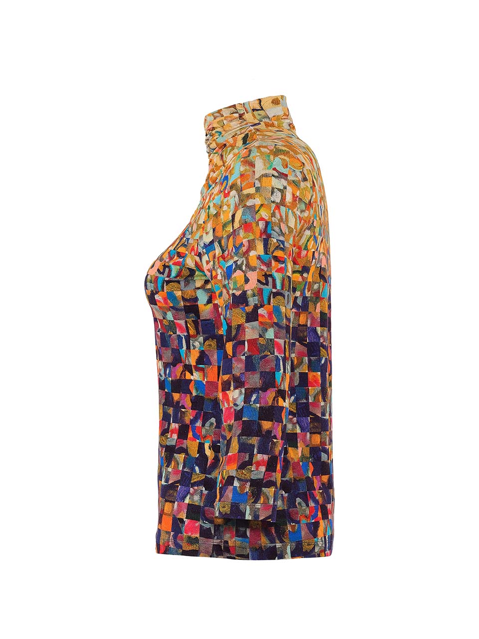 Dolcezza "Rubble" Abstract Print Ruched Top Multi 75613