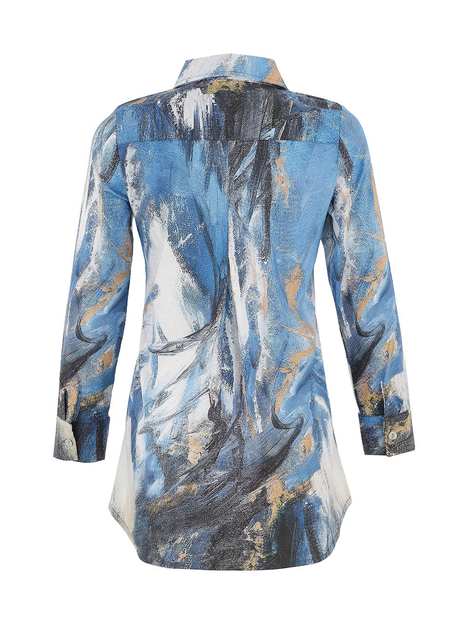 Dolcezza "The Storm" Dipped Hem Shirt Blue/Multi 75674