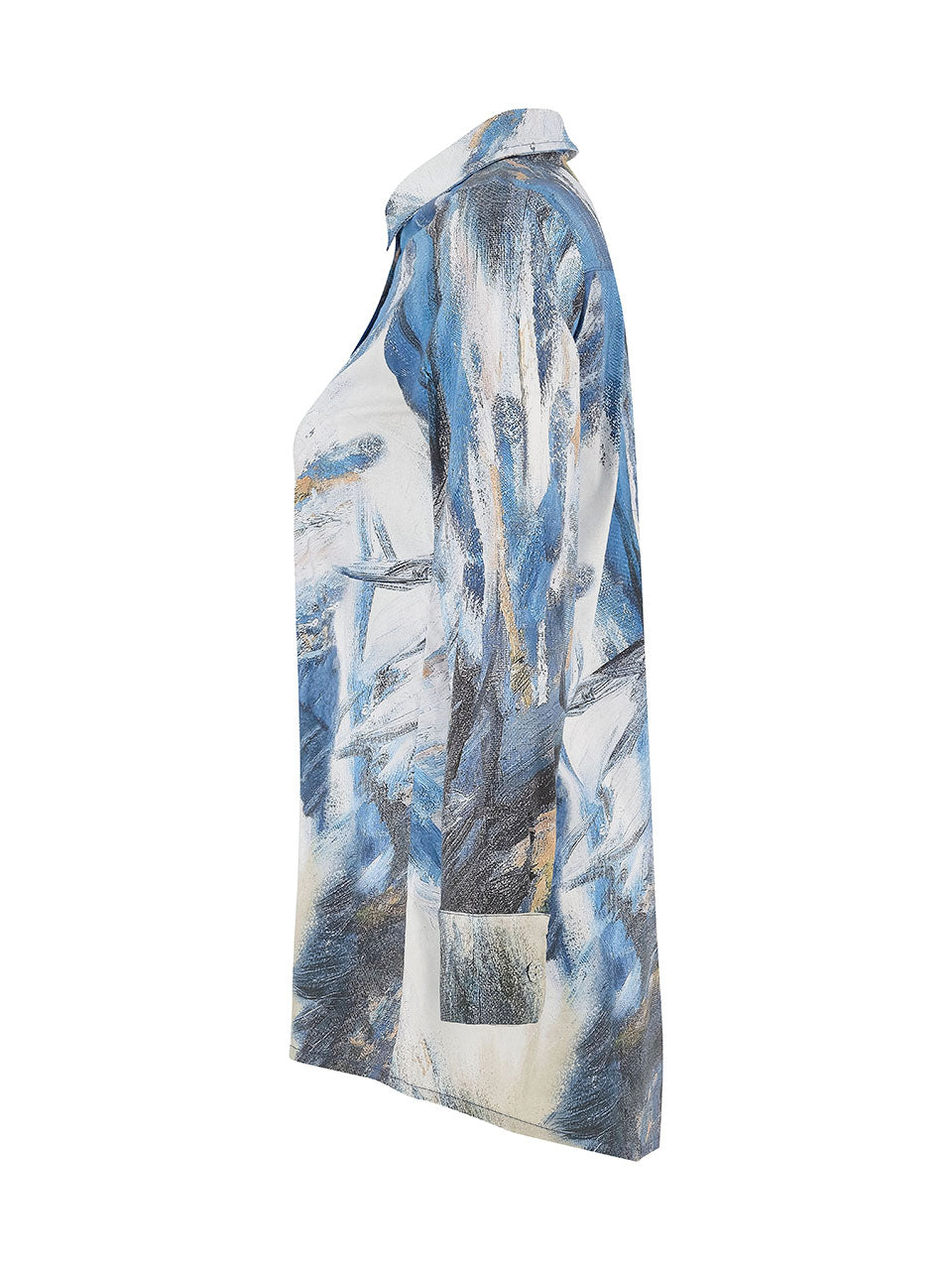 Dolcezza "The Storm" Dipped Hem Shirt Blue/Multi 75674