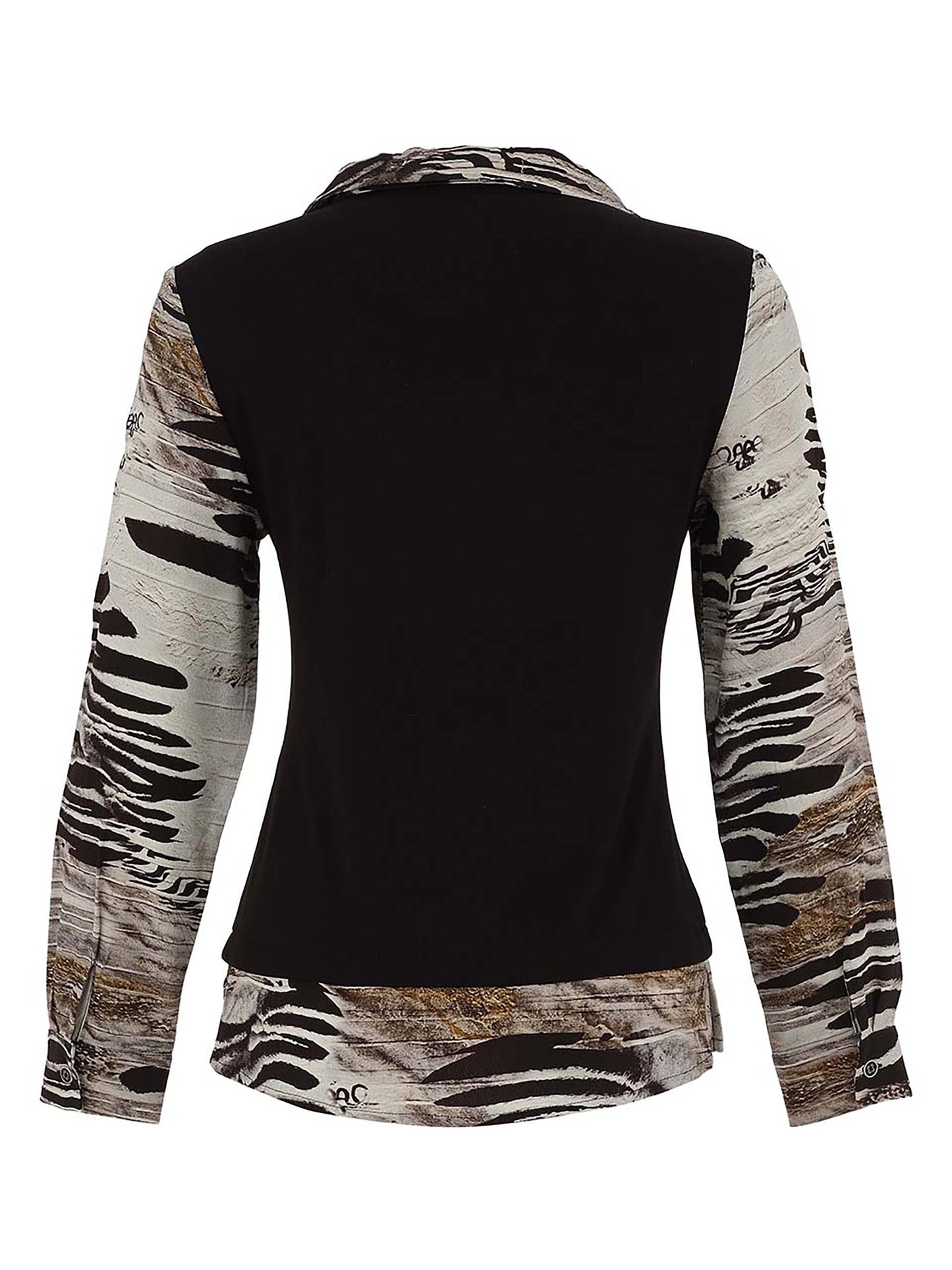Dolcezza "Unbalanced" Animal Print Top Black 75682