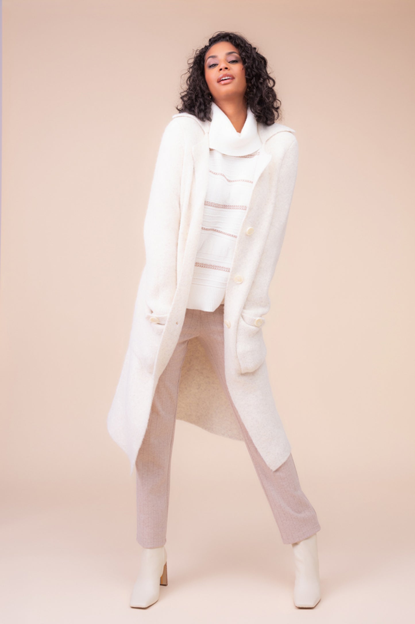 Alison Sheri Long Wool Jacket Oatmeal A48023