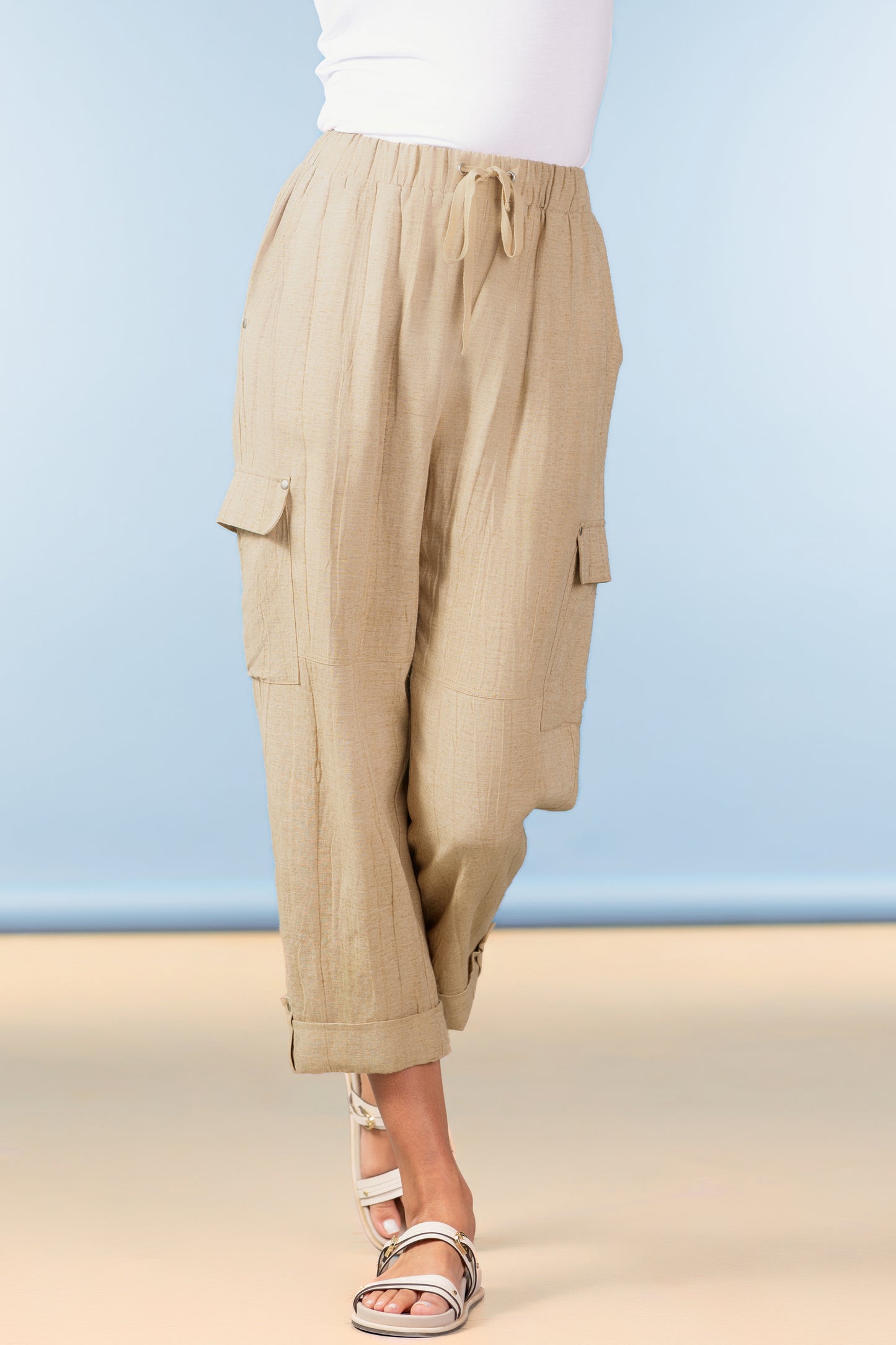 Alison Sheri Relaxed 3/4 Trouser Sand A47008