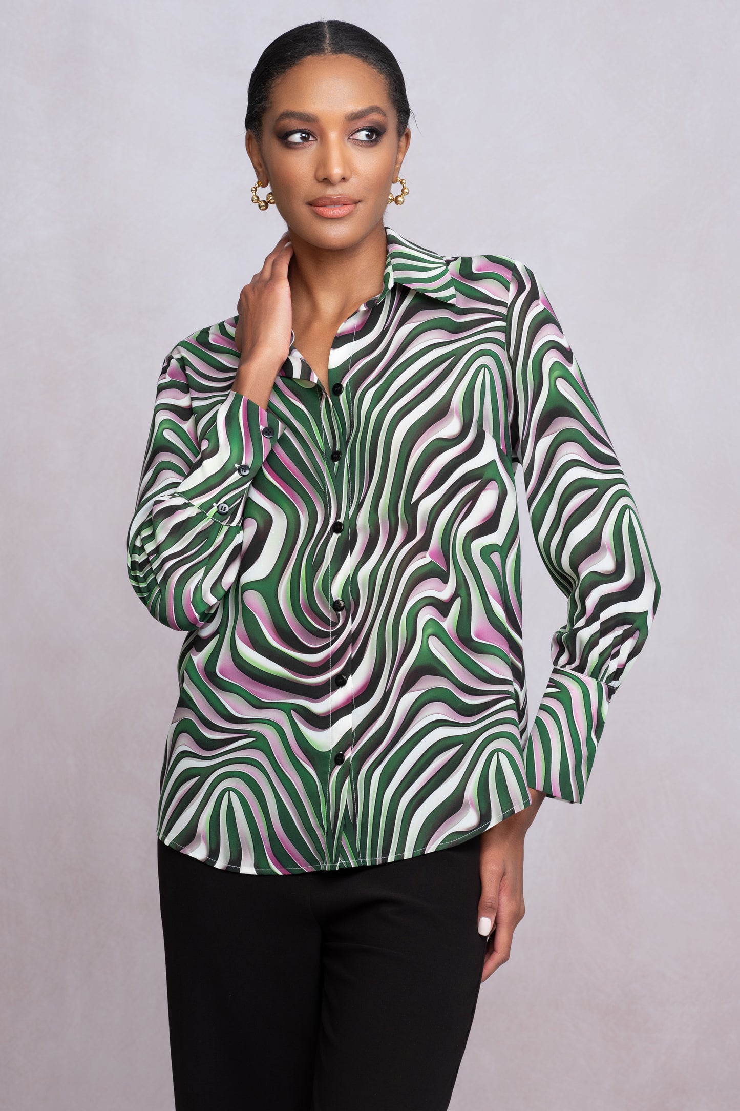 Alison Sheri Abstract Swirl Print Shirt - Multi - A46205
