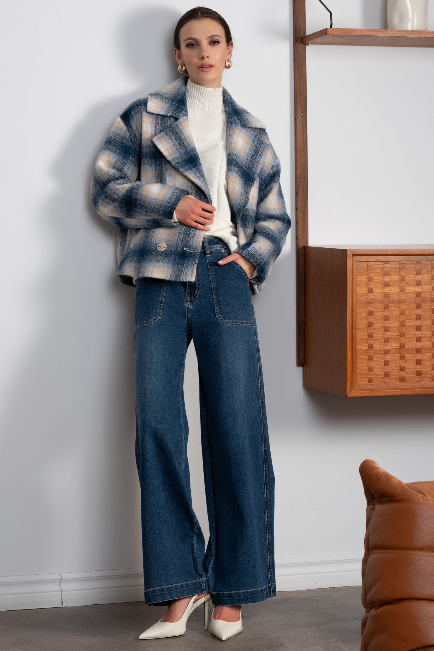 Alison Sheri Checked Coat - Multi - A46328