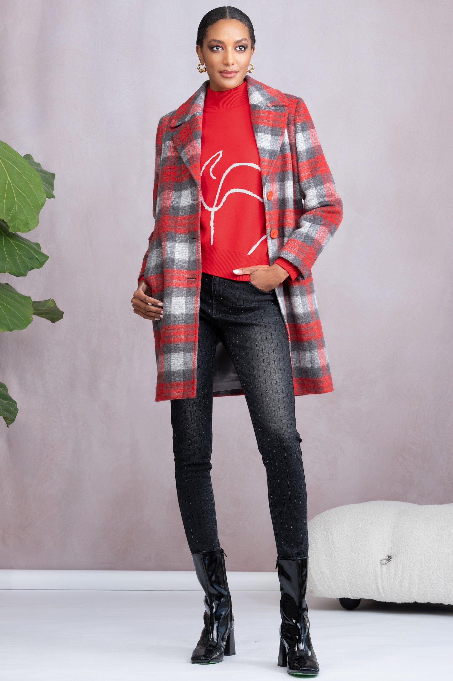 Alison Sheri Checked Coat - Multi - A46498