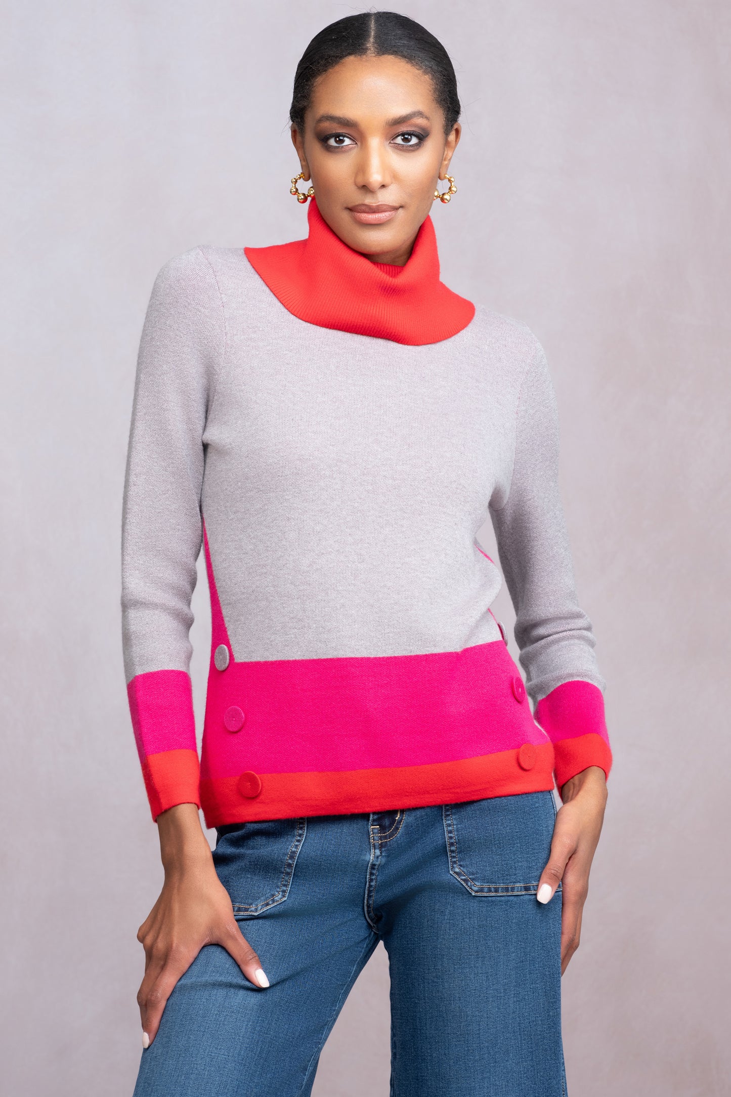 Alison Sheri Roll Neck Sweater - Multi - A46100
