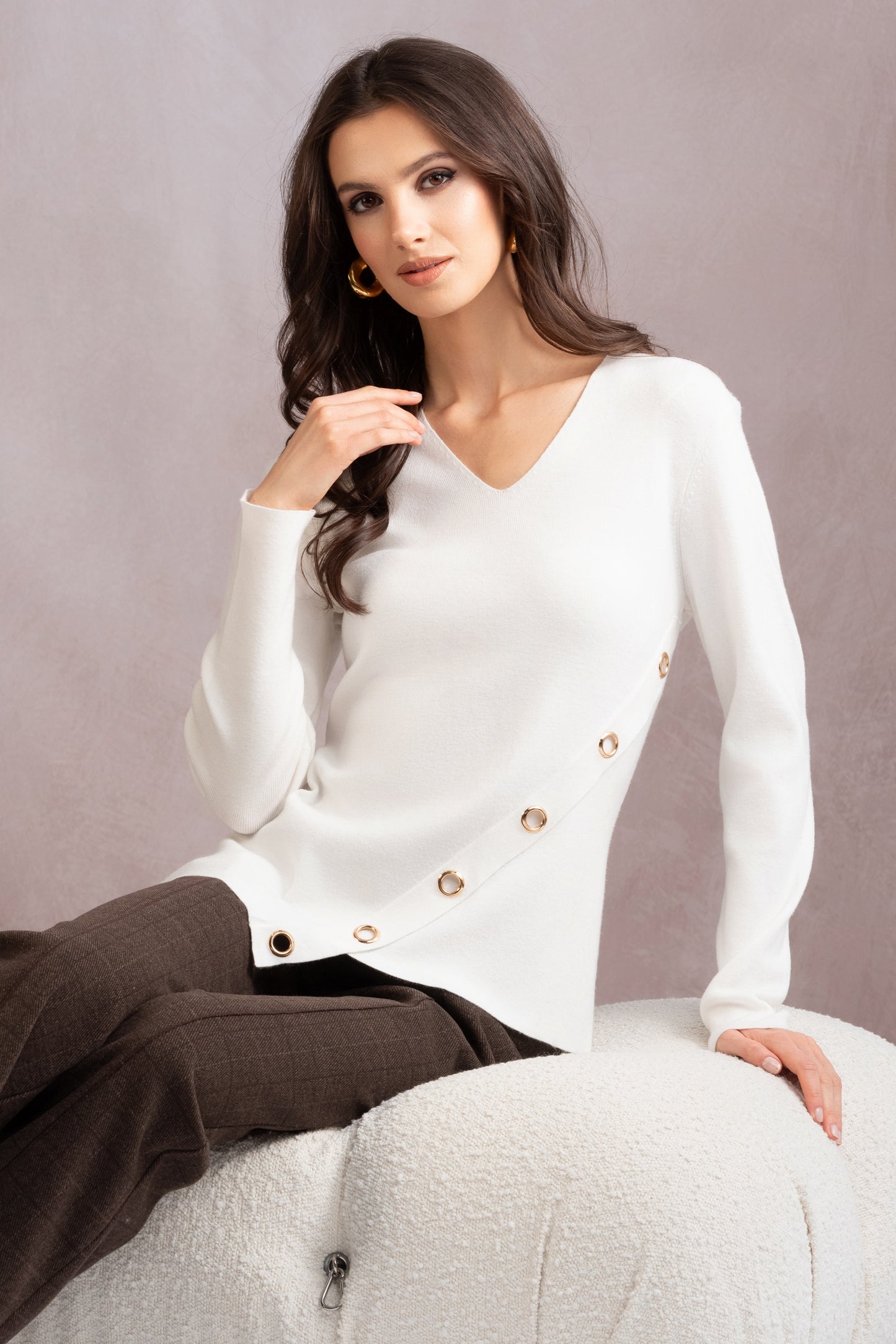 Alison Sheri Knit Sweater - Off White - A46008
