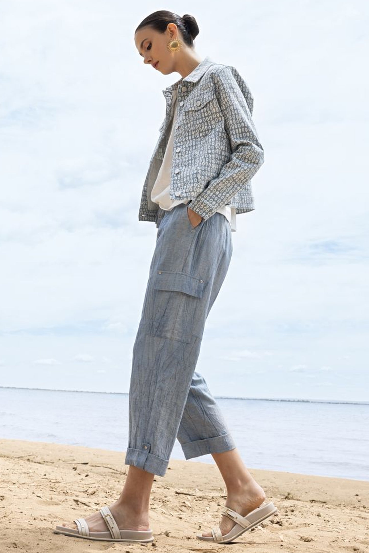 Alison Sheri Geometric Short Jacket Grey/White A47128