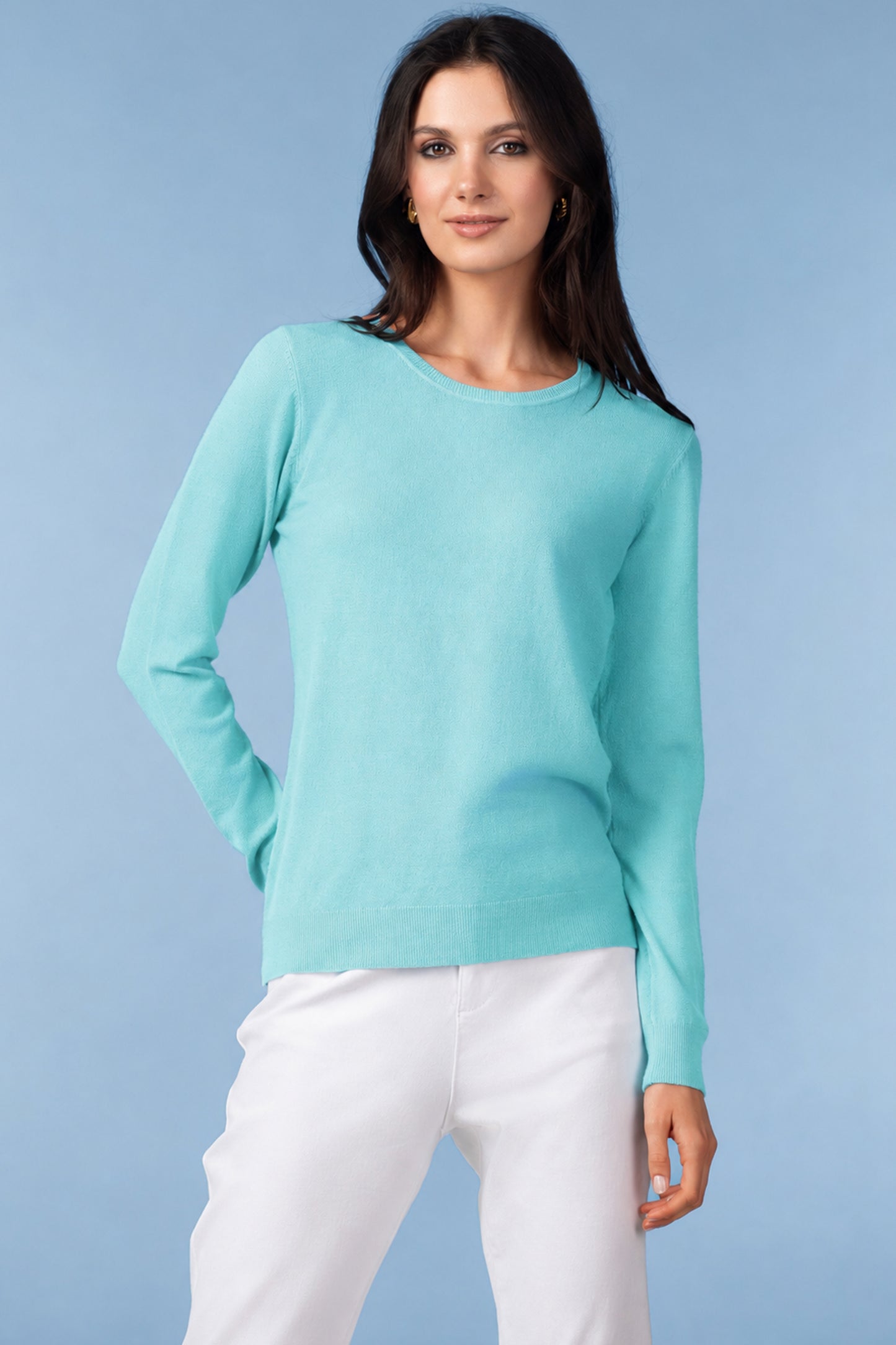 Alison Sheri Long Sleeved Top Aqua YRE704