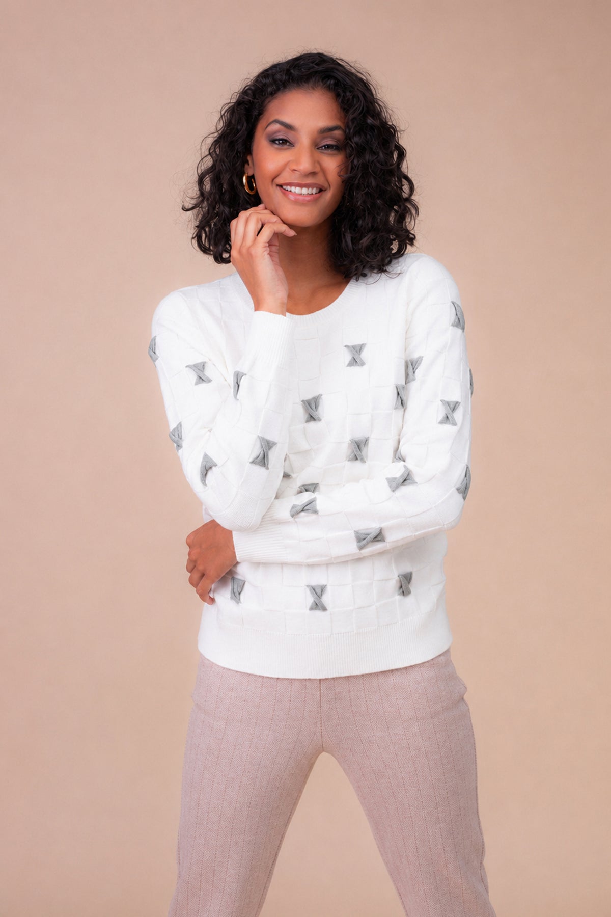 Alison Sheri Print Sweater White A48026