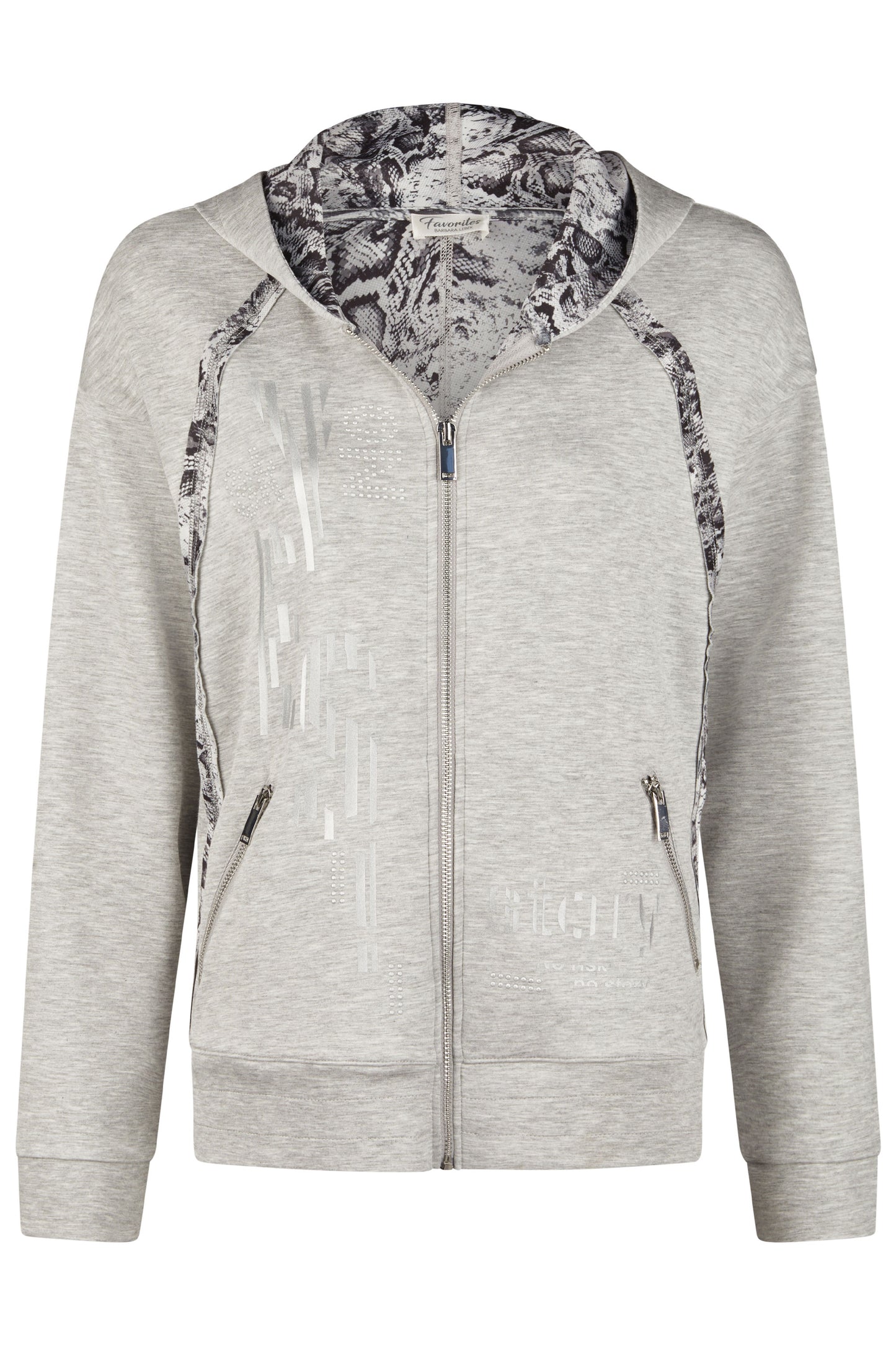 Barbara Lebek Zip-Up Hooded Top Steel 36110052-923