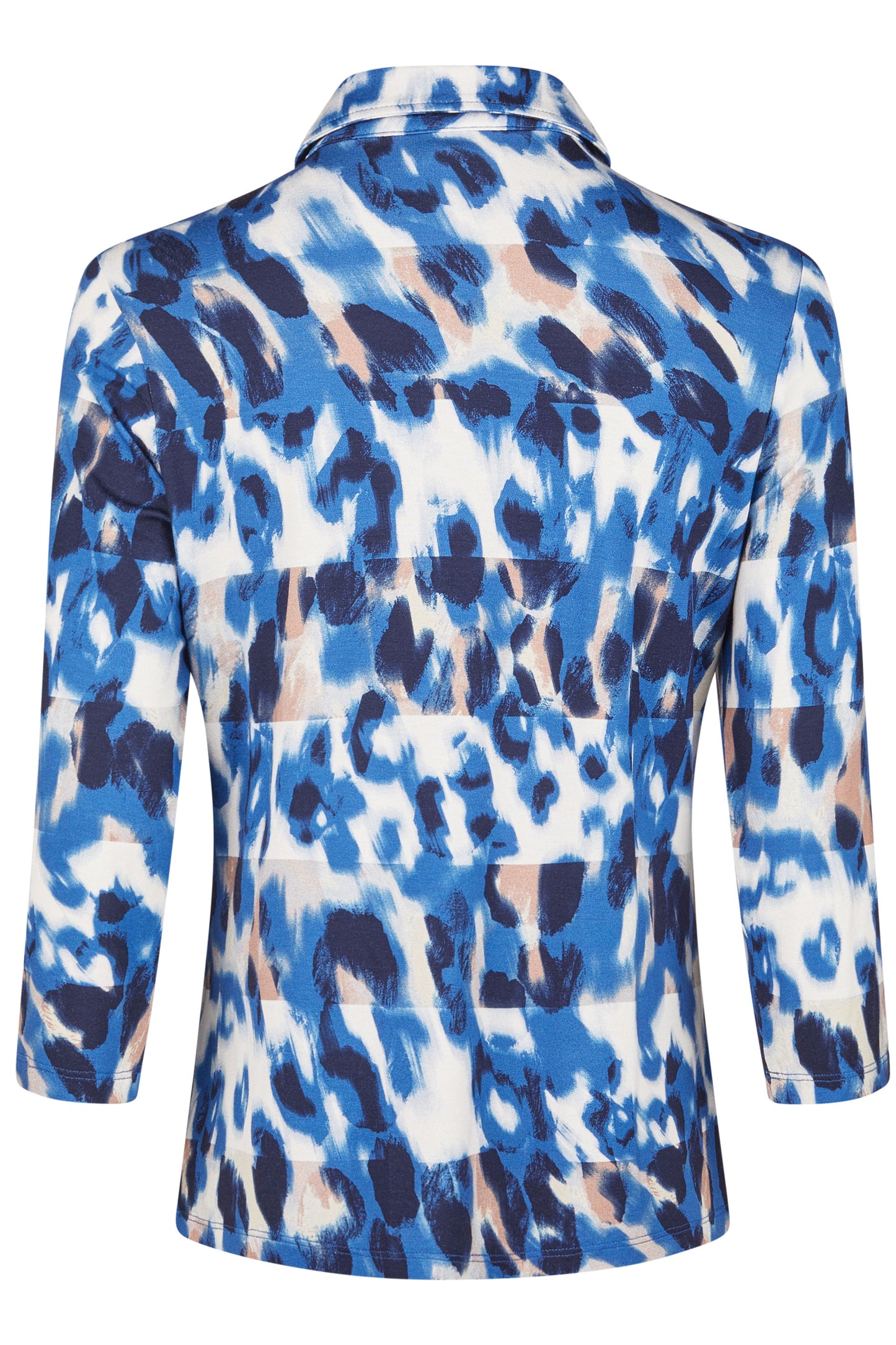 Barbara Lebek Animal Print Polo Shirt - Ocean Blue - 41640052-824