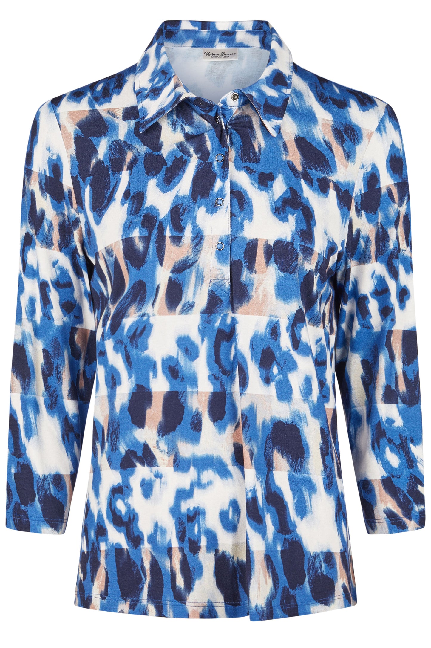Barbara Lebek Animal Print Polo Shirt - Ocean Blue - 41640052-824