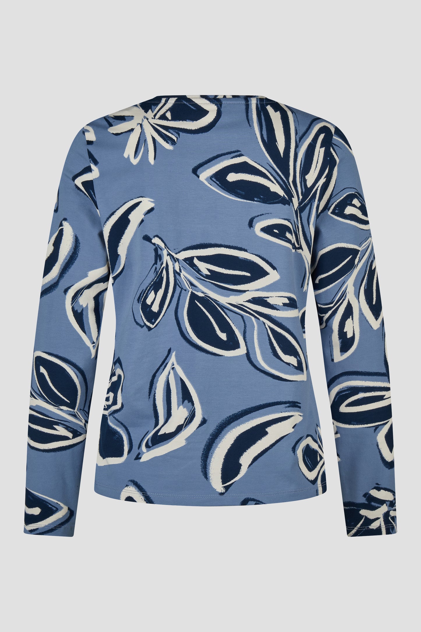 Barbara Lebek Leaf Print Top Smoke Blue 15881062-752