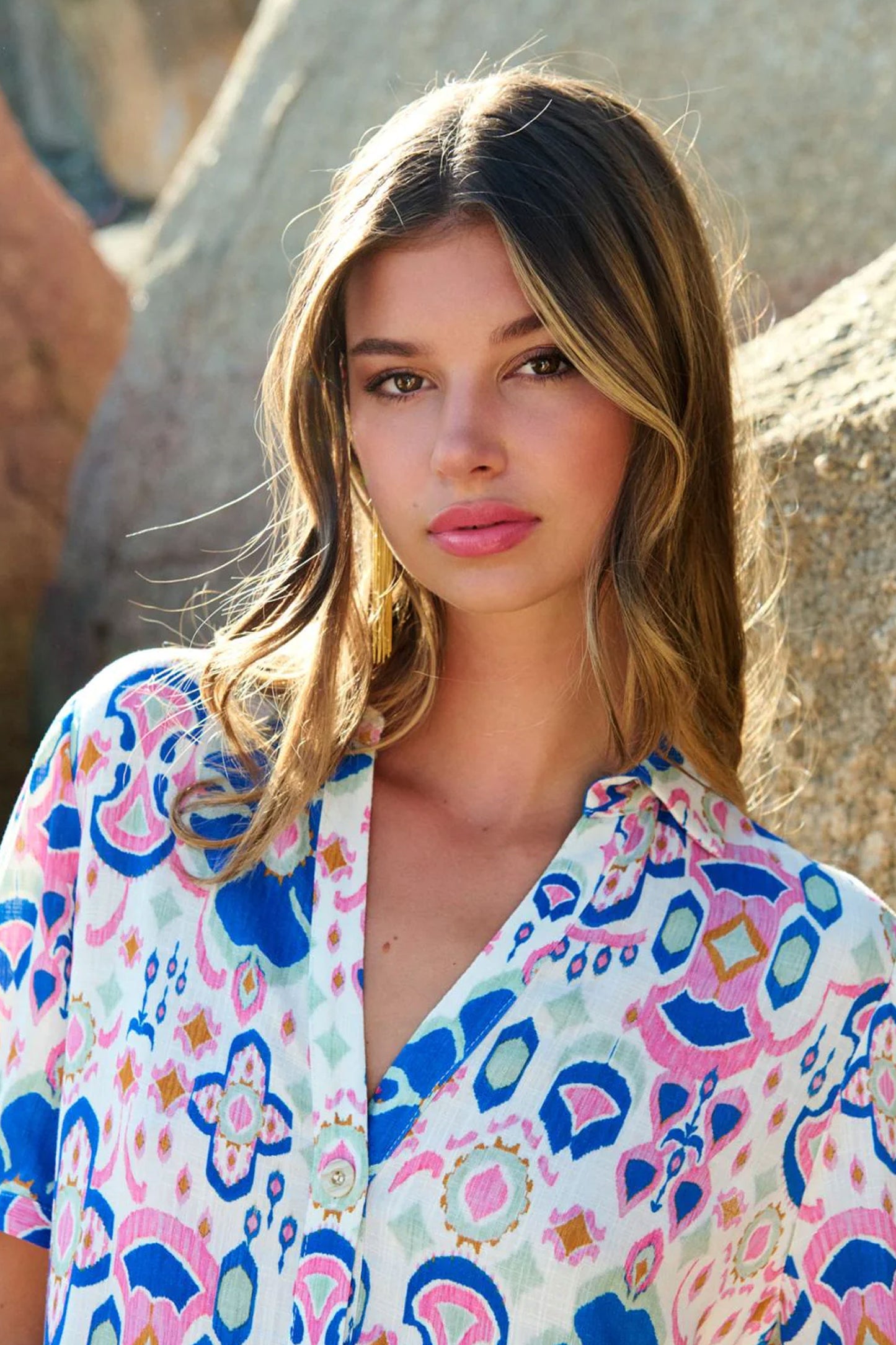 Bariloche Floral Print Dress Fuchsia Alesanco