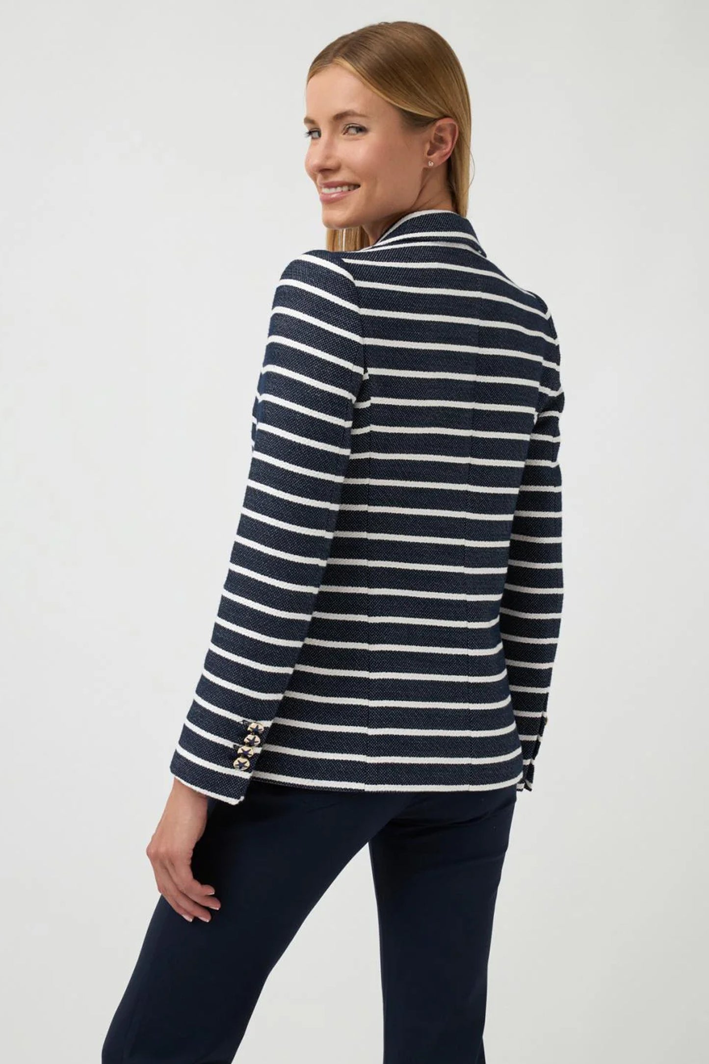 Bariloche Casares Slim Fitting Striped Blazer Navy/White Casares