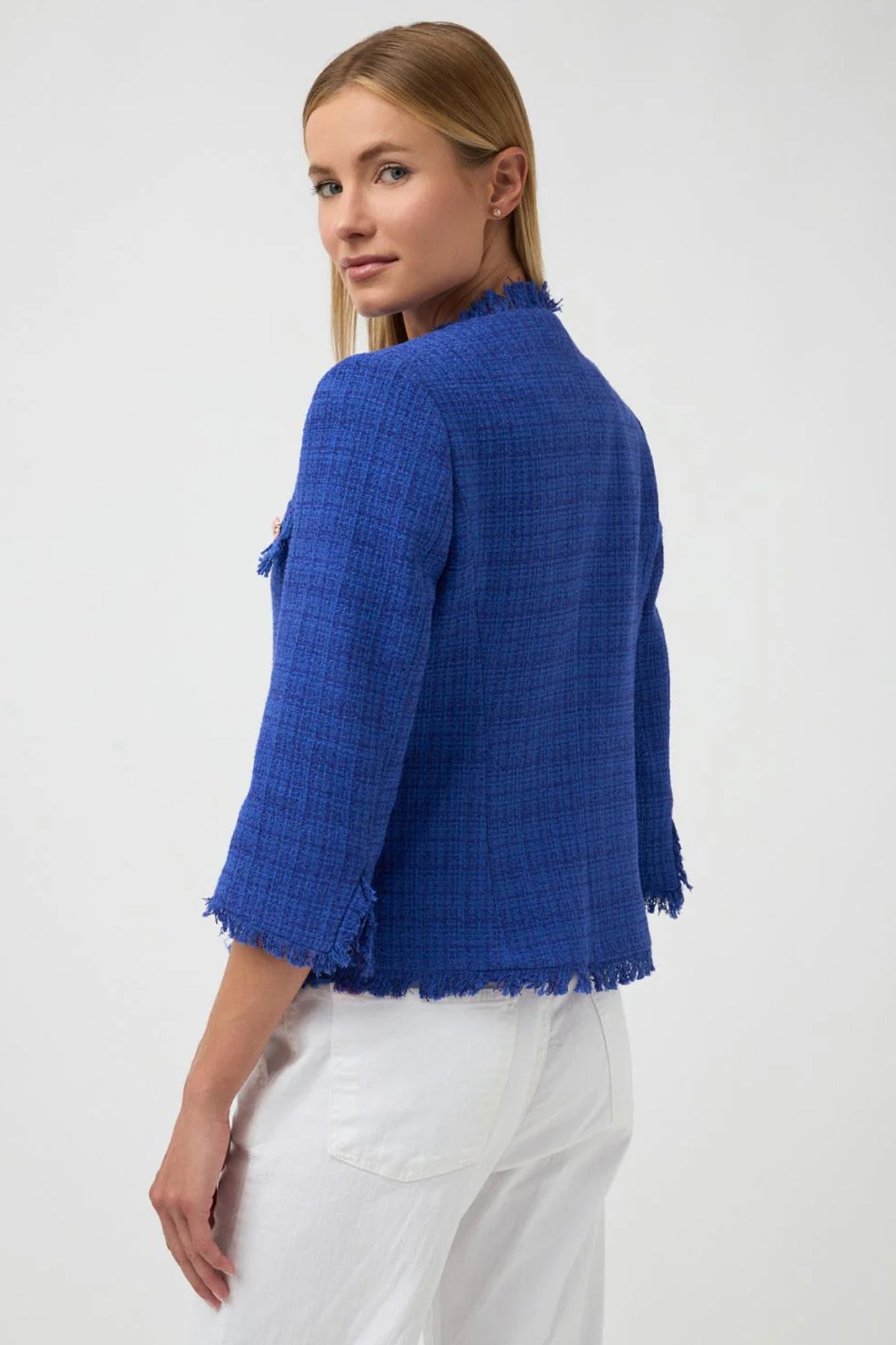 Bariloche Fringe Edging Tweed Brillo Blazer Ink Brillo