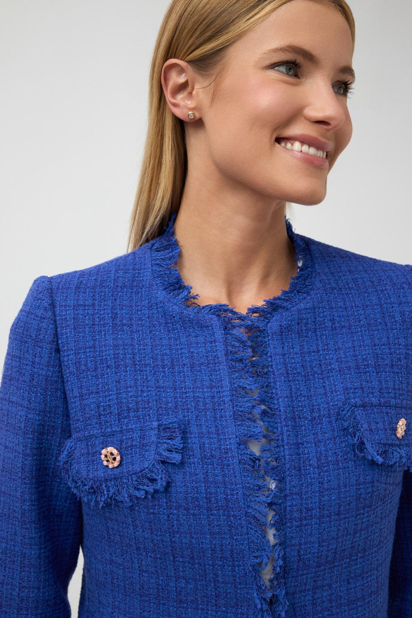 Bariloche Fringe Edging Tweed Brillo Blazer Ink Brillo