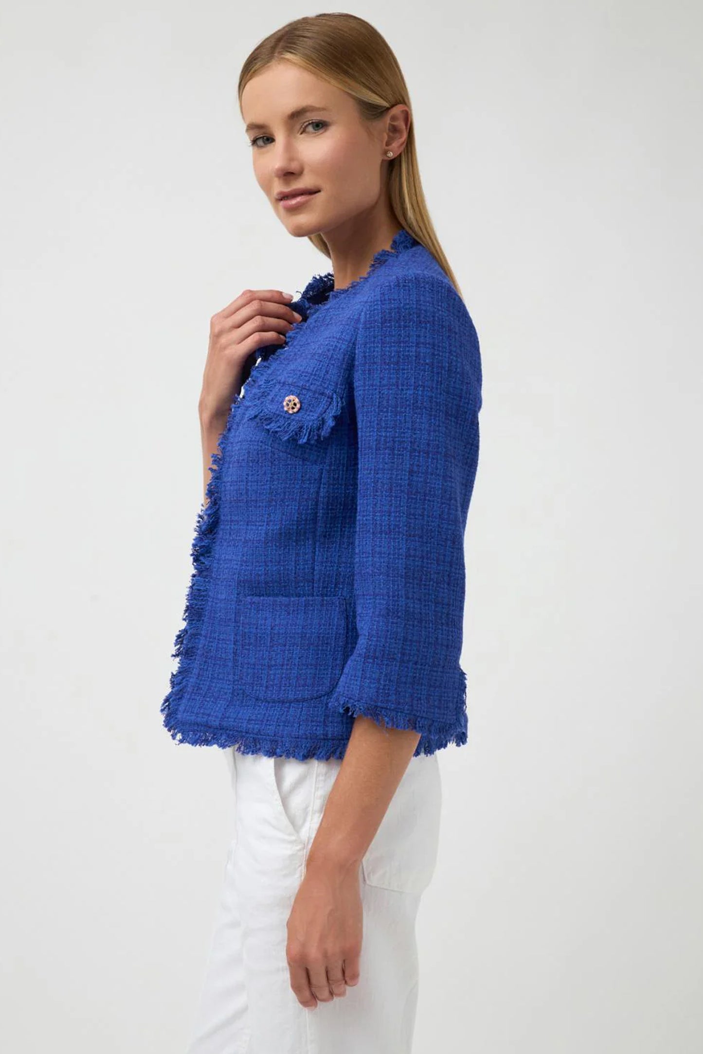 Bariloche Fringe Edging Tweed Brillo Blazer Ink Brillo