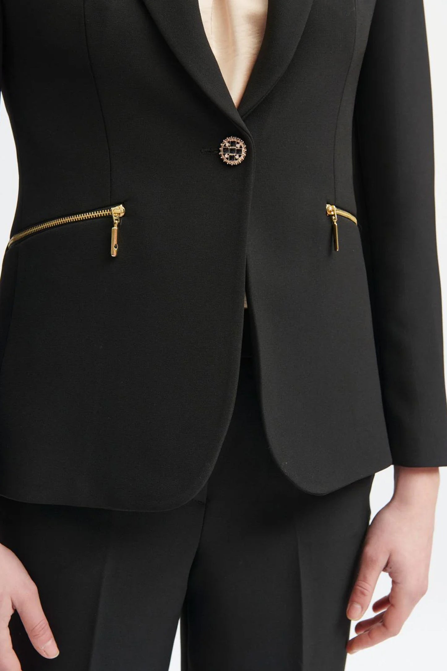 Bariloche Tailored Jewel Button Detail Tanya Blazer Black Tanya