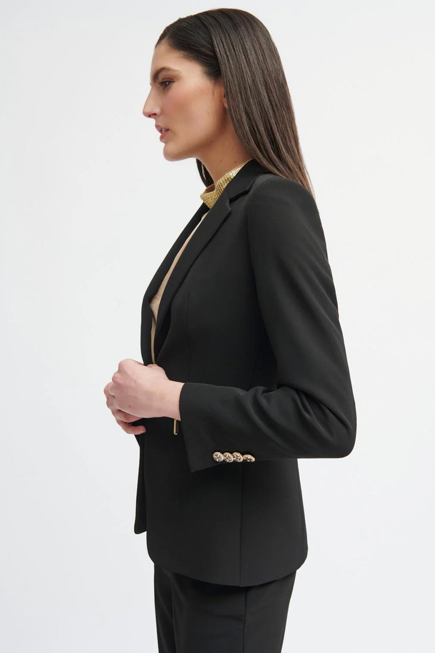 Bariloche Tailored Jewel Button Detail Tanya Blazer Black Tanya