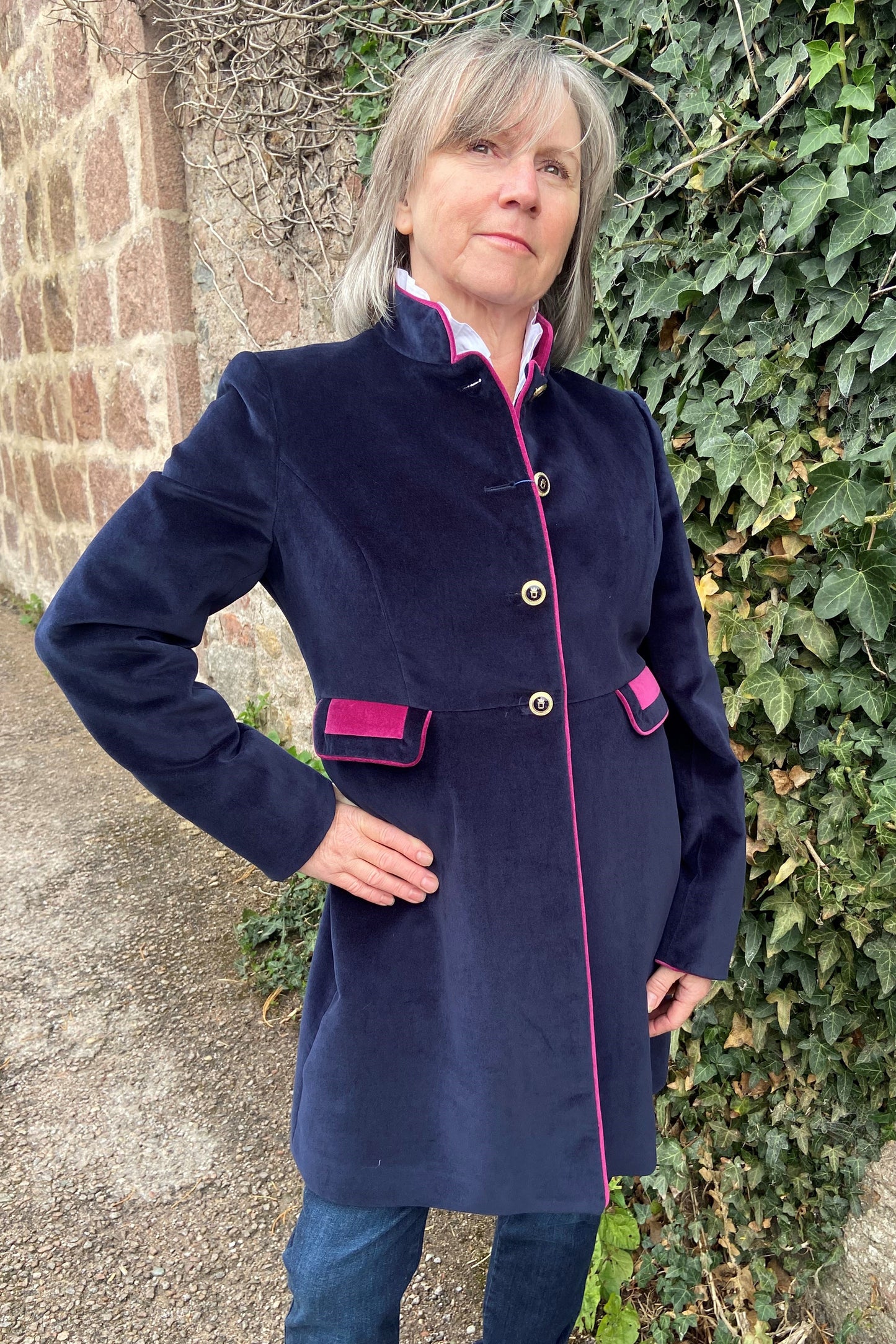 Bariloche Military Style Velvet Jacket Navy Carcesa/58