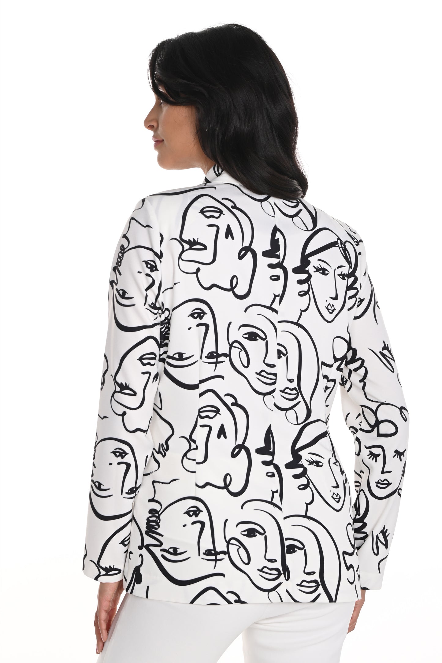 Frank Lyman Artistic Faces Print Blazer Off White/Black 256824U-2002