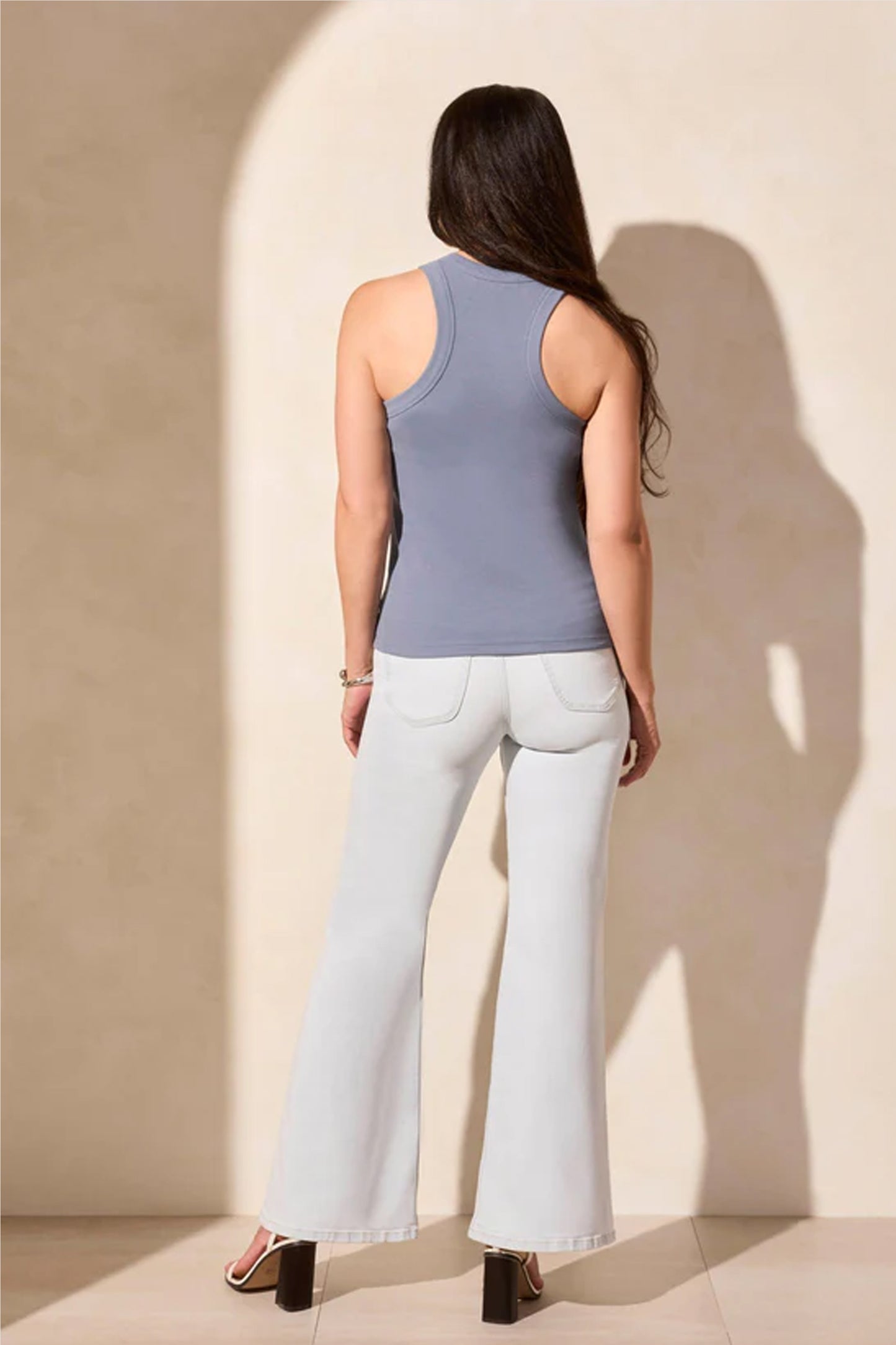 Tribal Blue Thread Racer Back Baby Rib Tank Top Bluetiful 5808O-5236-3214