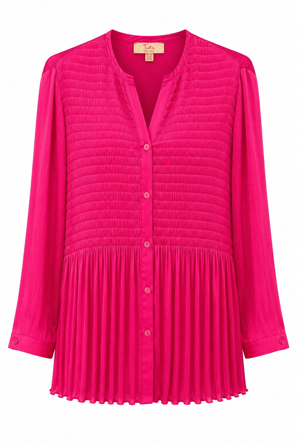 Tinta Pleat Detail Blouse Fuchsia Xoana25-25