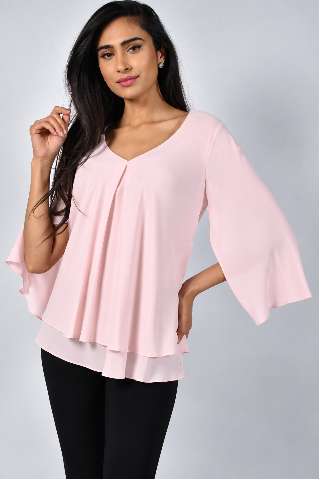 Frank Lyman Double Layer Chiffon Blouse Blush 176335
