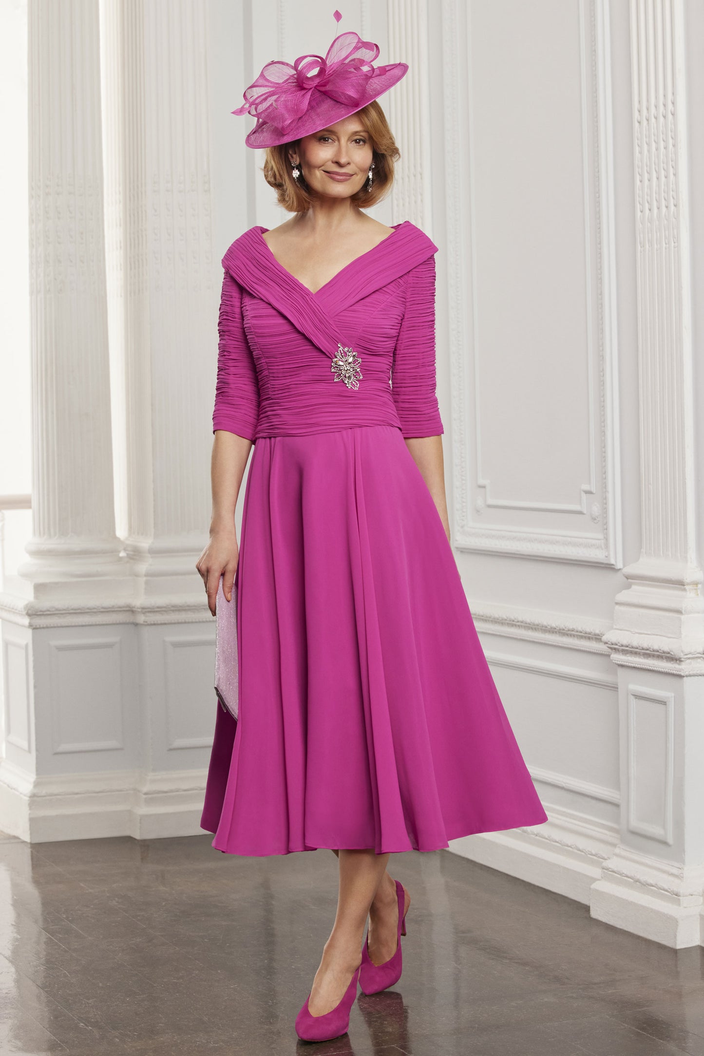 Condici Pleated Bodice A-Line Dress - Raspberry Spritz - 71108-66