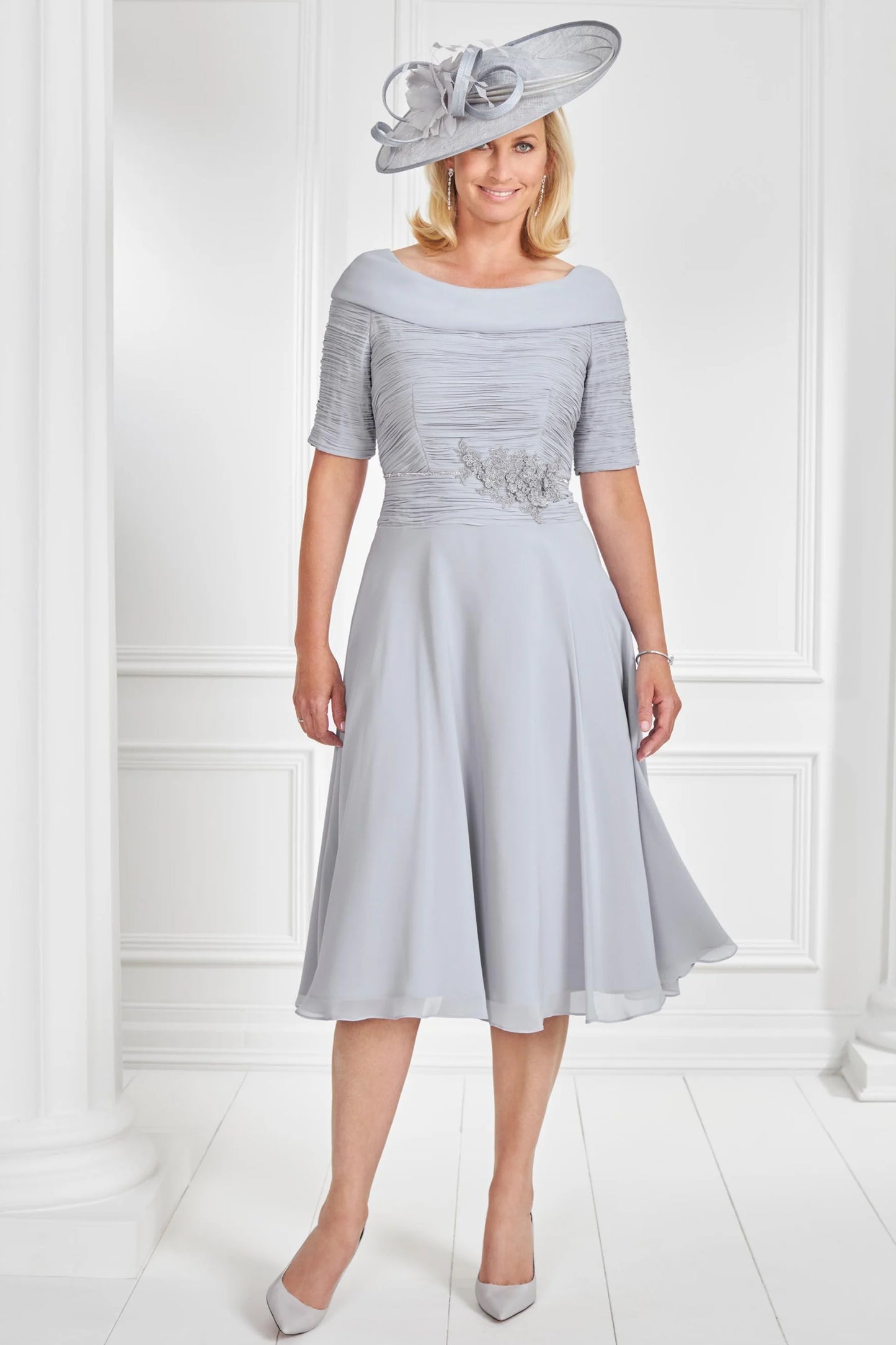 Condici Ruched Diamante Detail Dress Angelite 71064