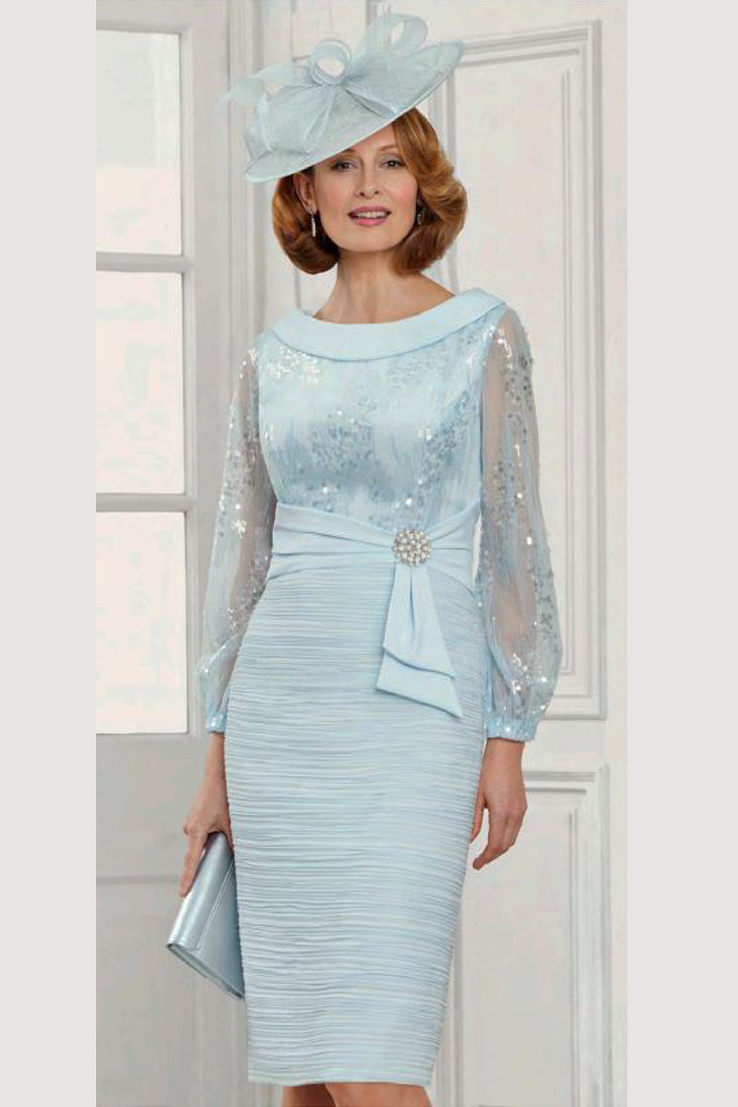 Condici Ruched Sequinned Dress - Arctic Blue - 71142-25