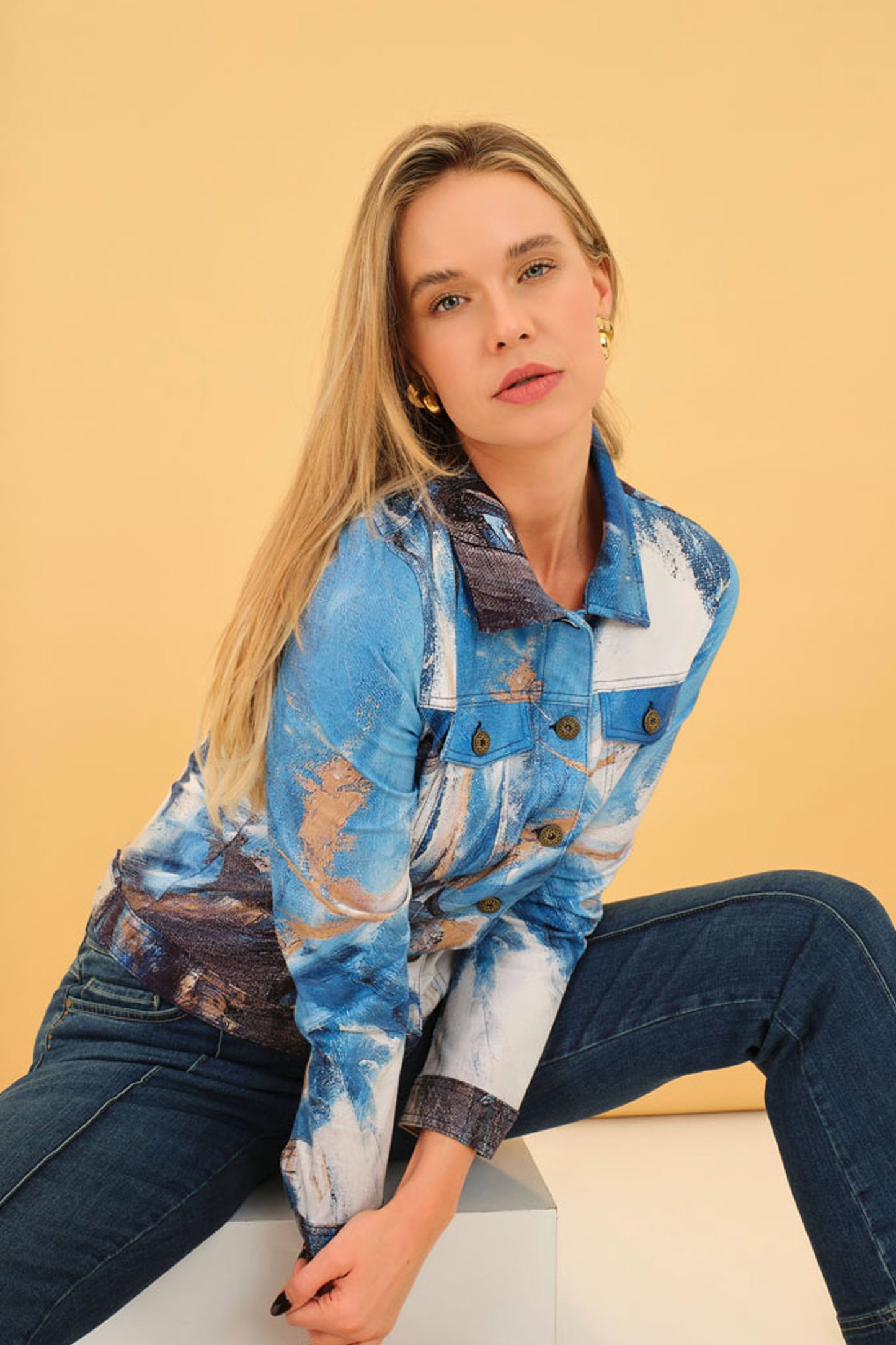Dolcezza "The Storm" Print Jacket Blue/Multi 75677