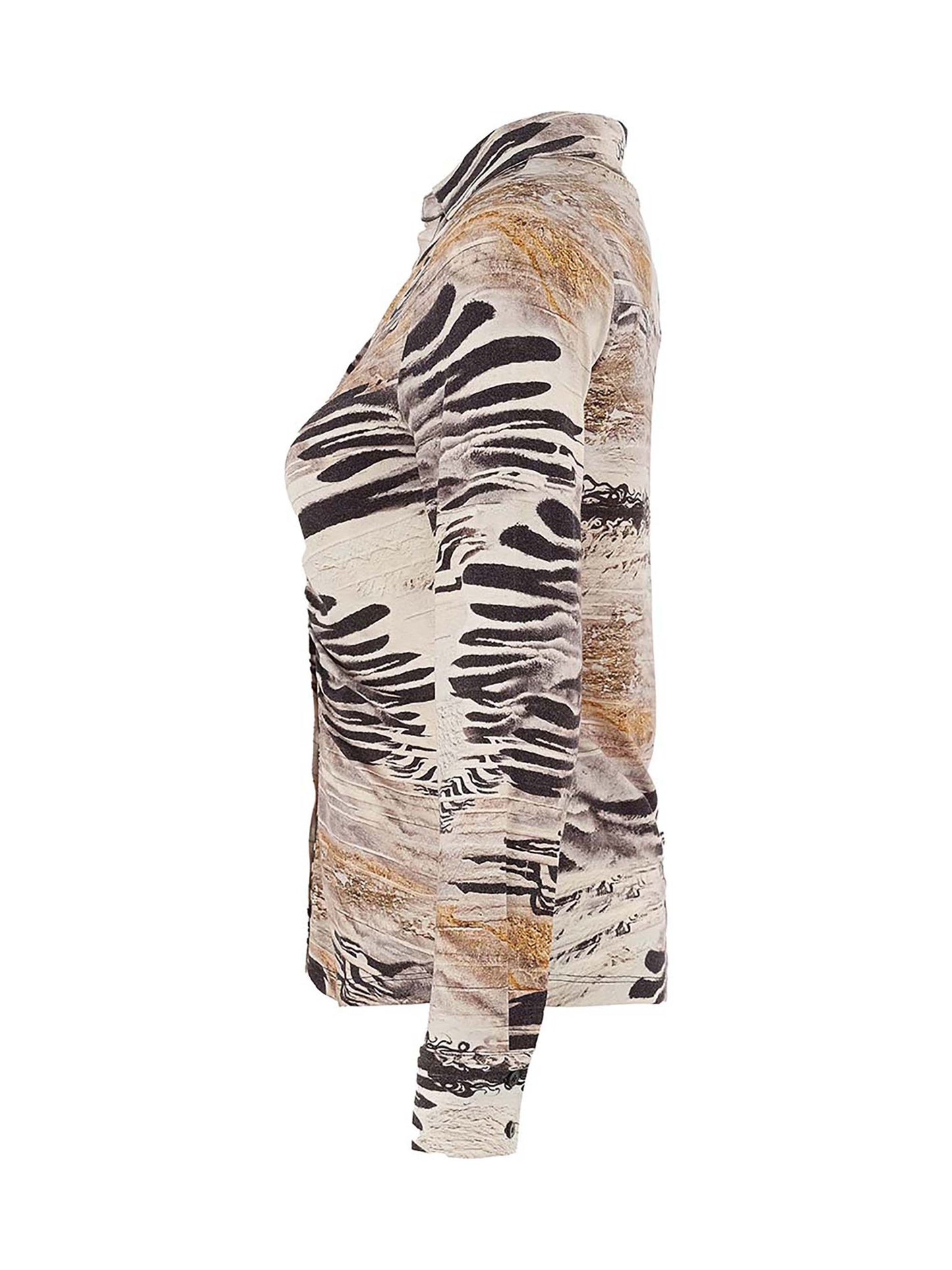 Dolcezza "Unbalanced" Animal Print Shirt Black 75683