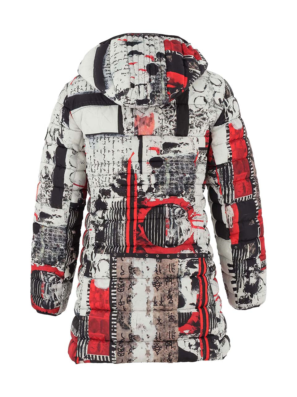 Dolcezza "Bookworn" Print Quilted Coat Red/Black 75841