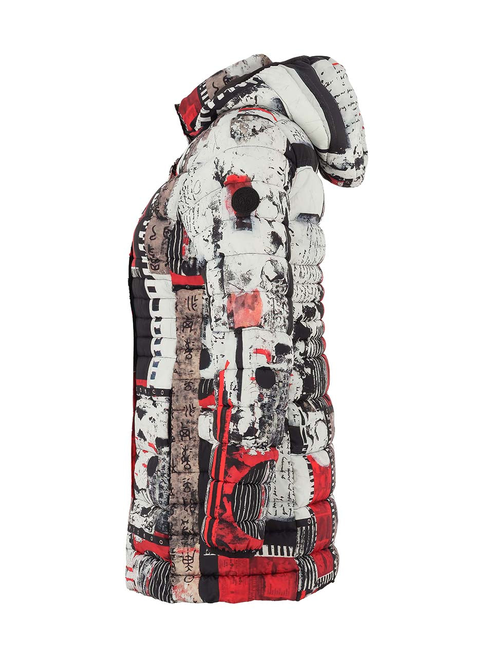 Dolcezza "Bookworn" Print Quilted Coat Red/Black 75841
