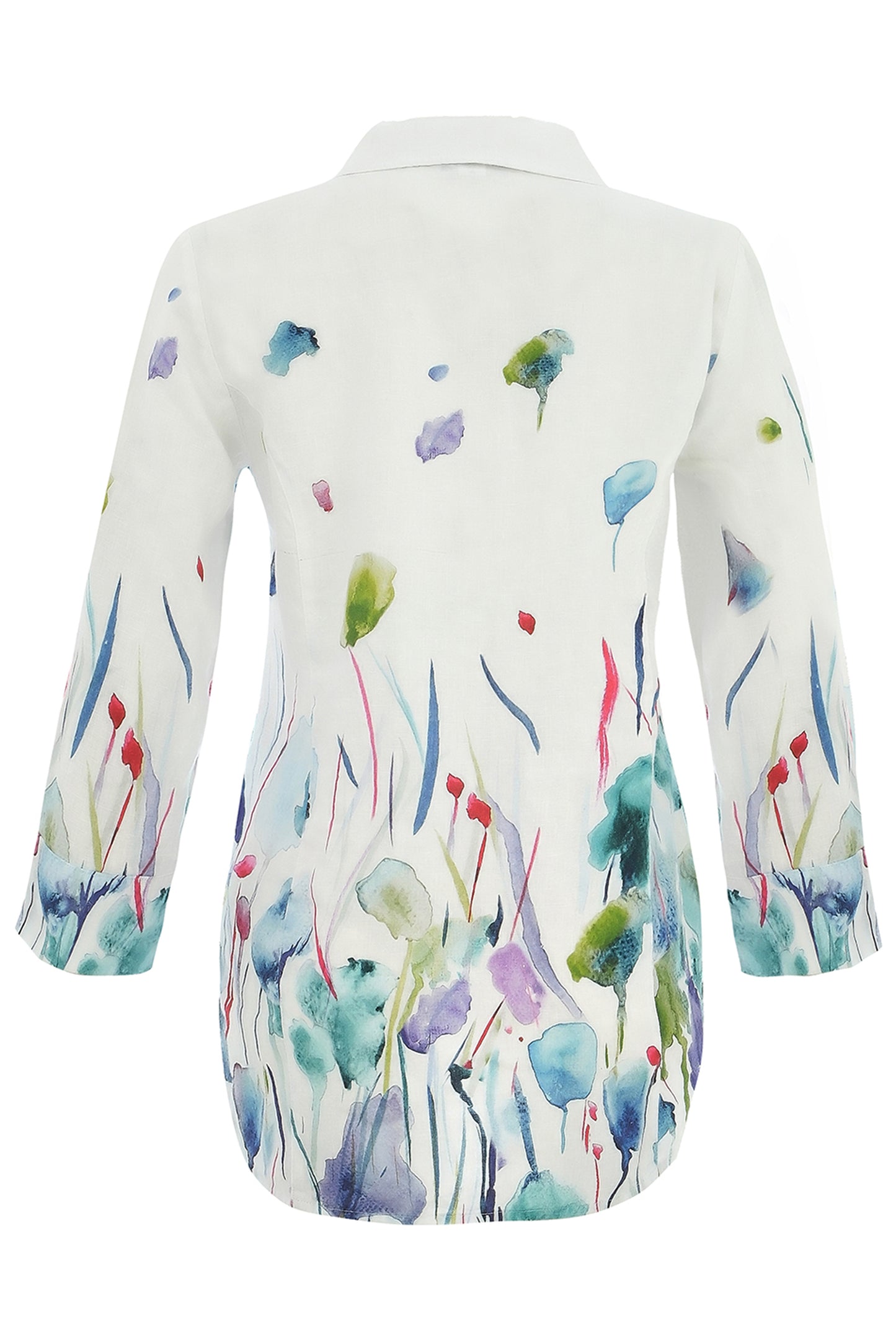 Dolcezza "Misty Blossom" By Majella LeBlanc Floral Linen Shirt Multi 25781