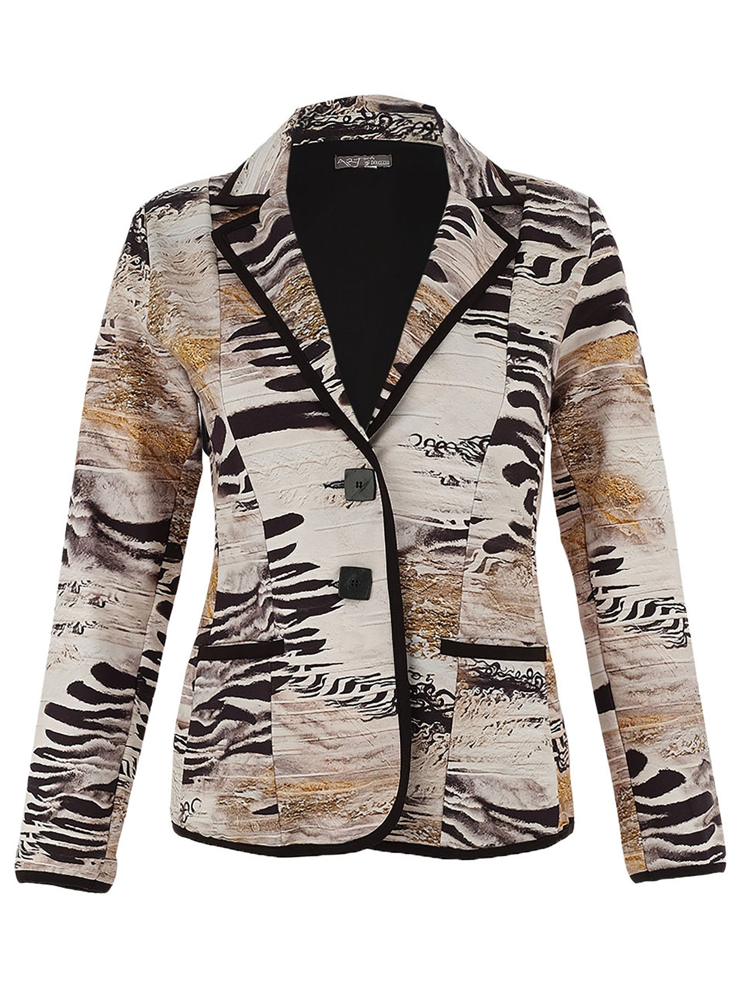 Dolcezza "Unbalanced" Animal Print Jacket Black 75687