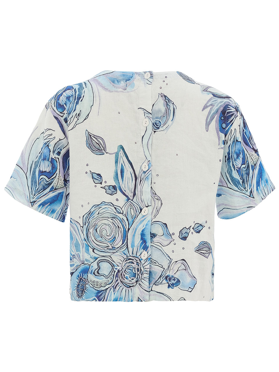 Dolcezza "Blue Flowers" by Amy Tieman Linen Top 26650