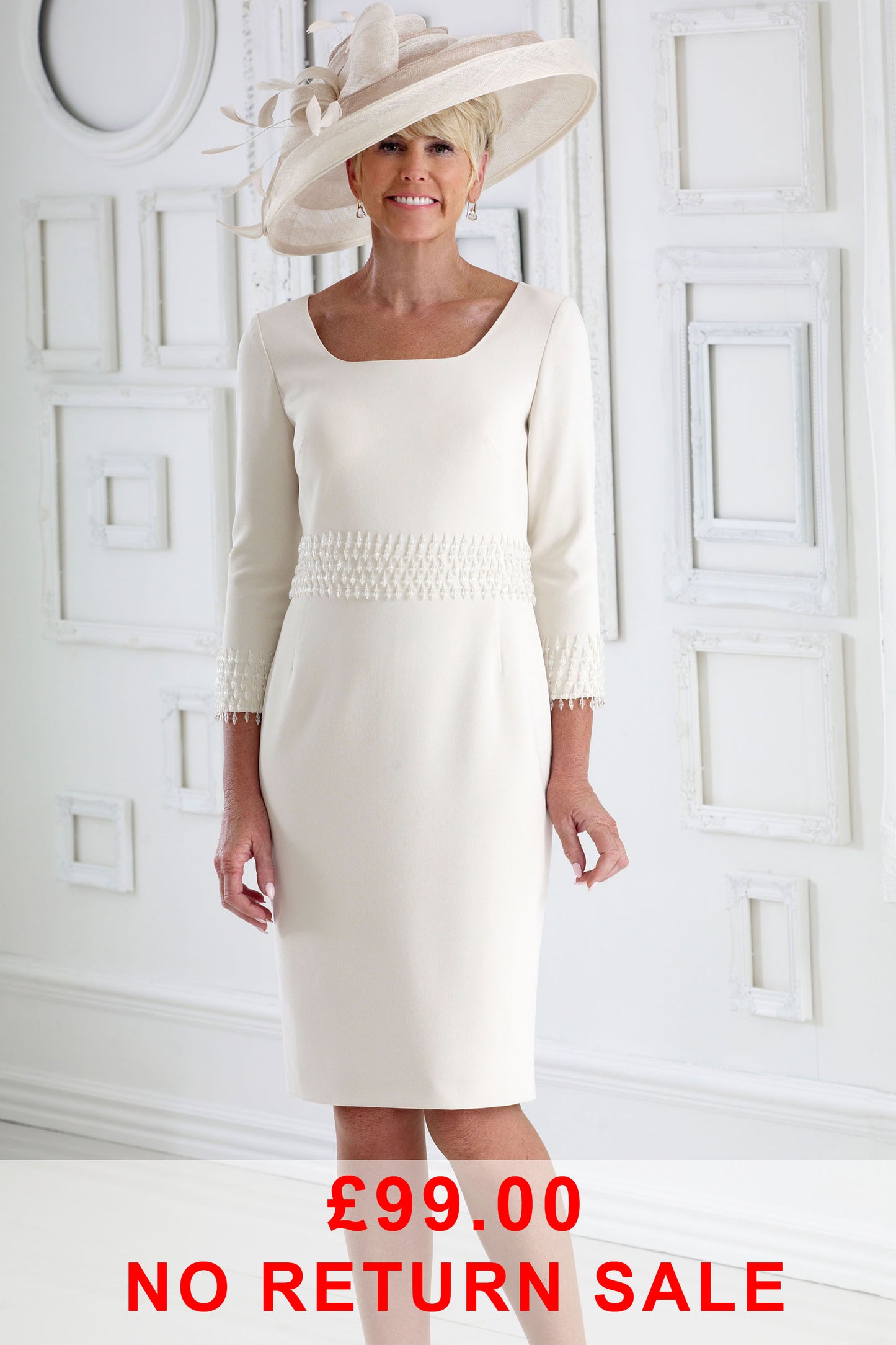 Dress Code by Veromia Embellished Detail Dress Cream DC348S